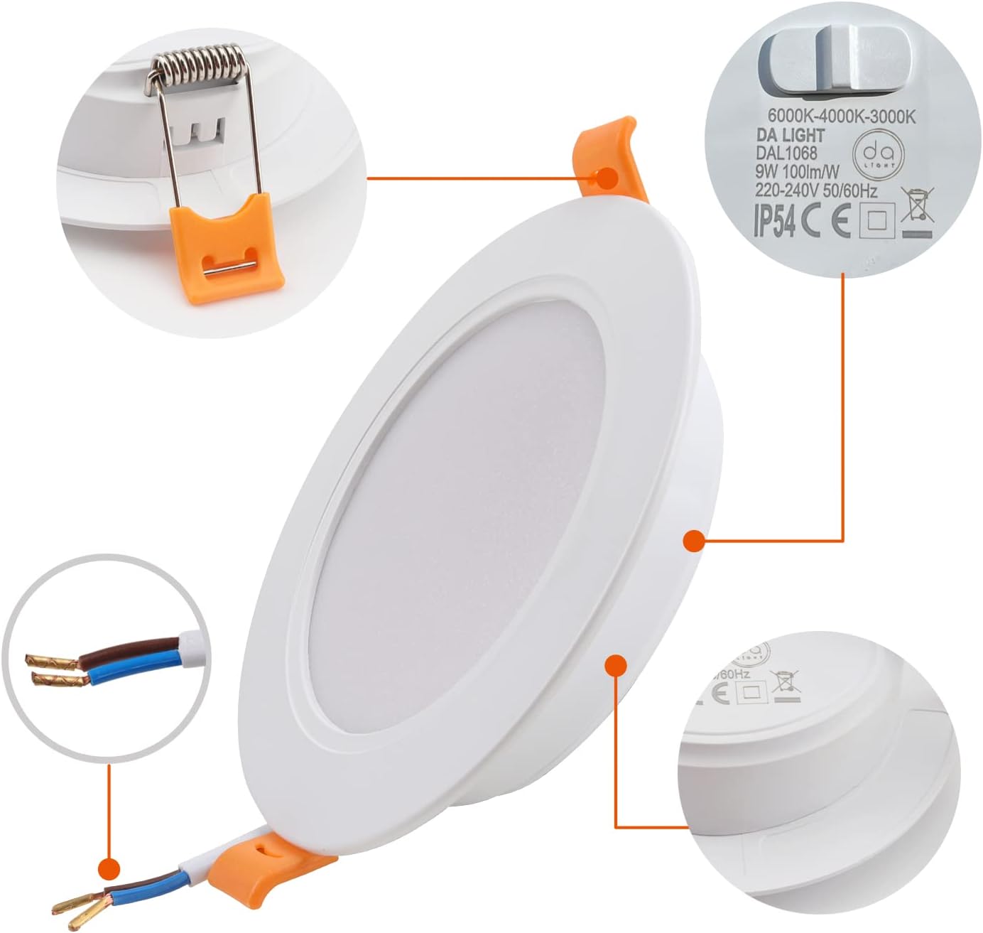 Da Light Faretti LED da Incasso 9W, Set da 6 - immagine 2