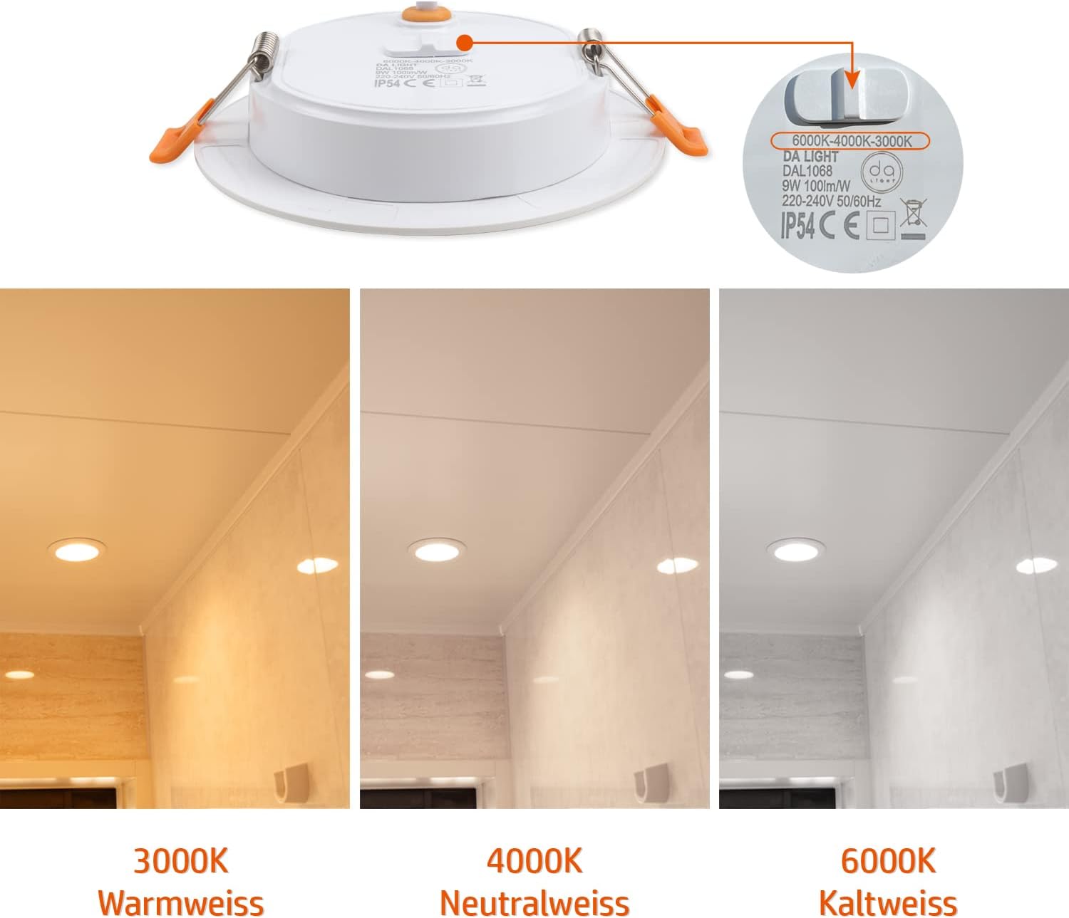 Da Light Faretti LED da Incasso 9W, Set da 6 - immagine 3