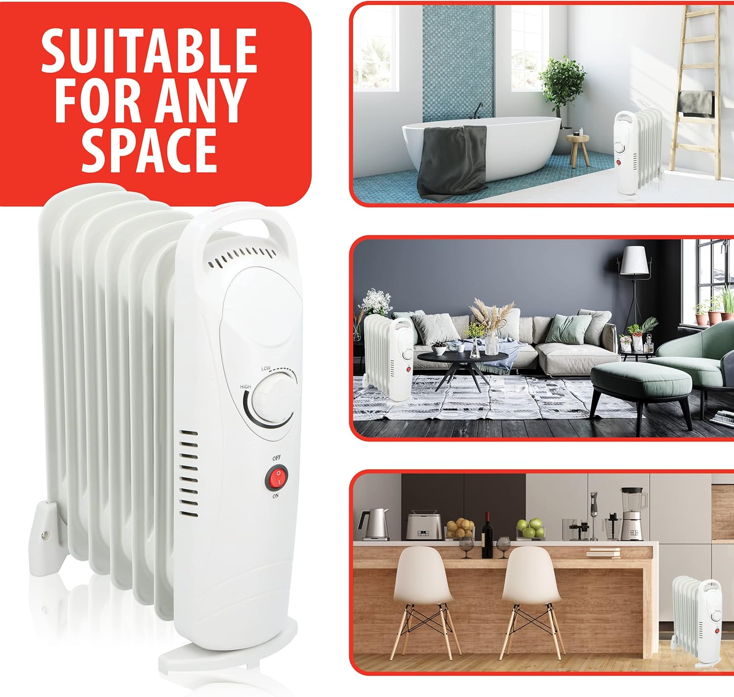 Alpina Radiatore a Olio 850W 7 Elementi, Bianco - immagine 6