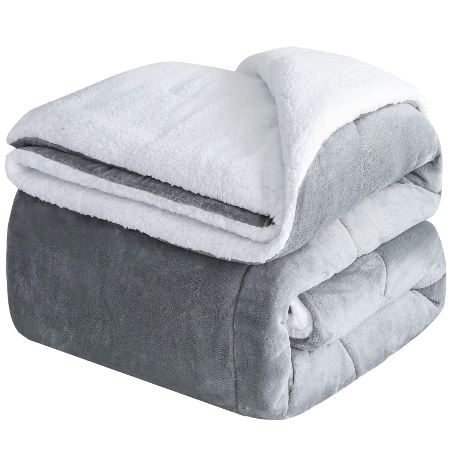 Choshome Coperta Pile Doppio Strato Vello 130x150cm, Grigio