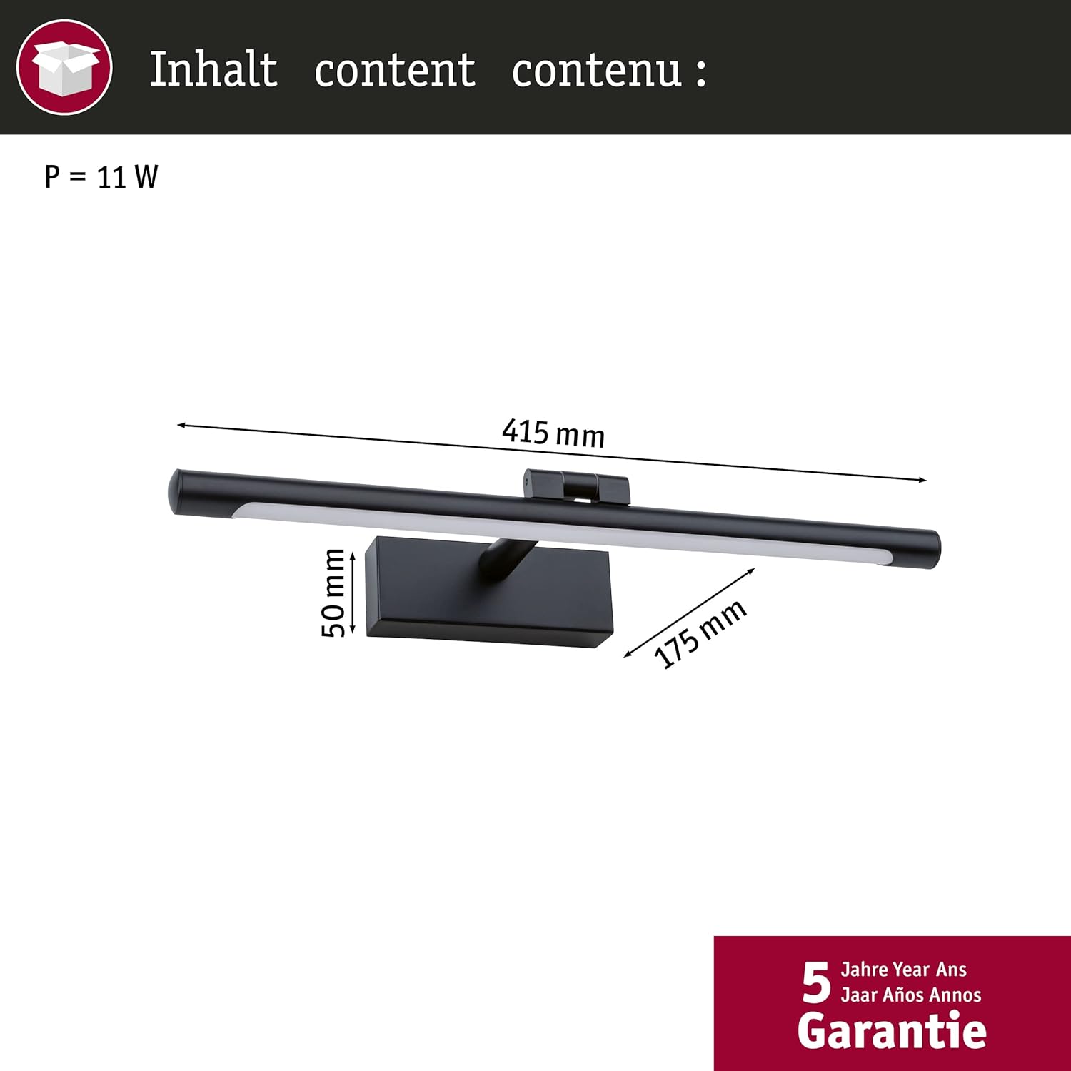 Paulmann 95564 Luce LED Mingo 400mm, Nero - immagine 5