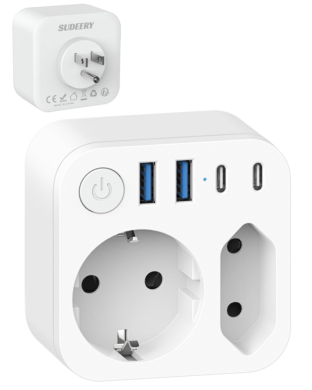 Adattatore da Viaggio EU to USA con 4 USB (2 Tipo C)