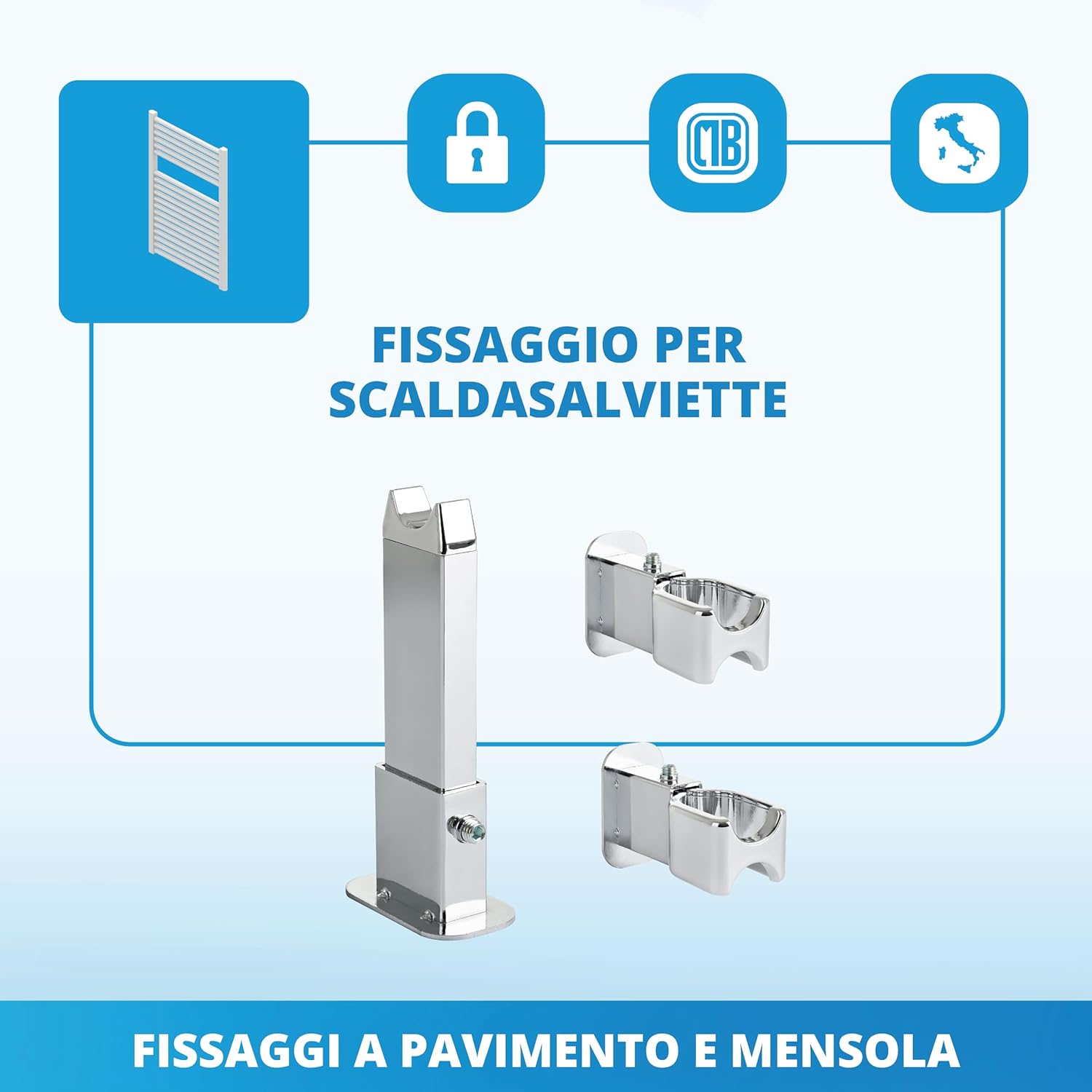 Mensole per Fissaggio Radiatori Scaldasalviette Cromato - immagine 1