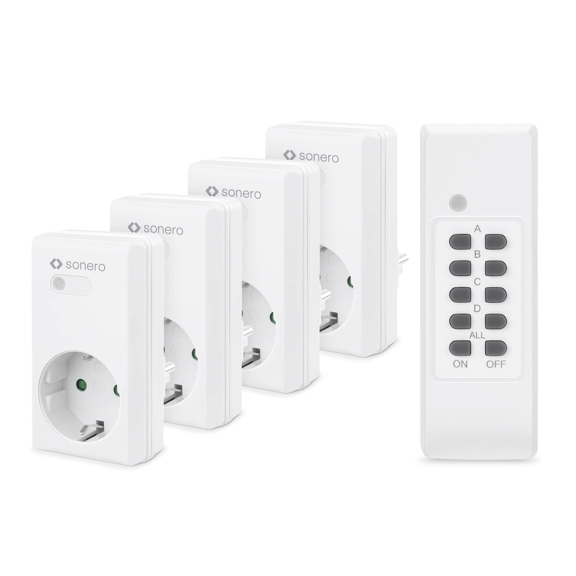 Sonero Set di Prese Radiocomandate (4 prese + 1 telecomando)