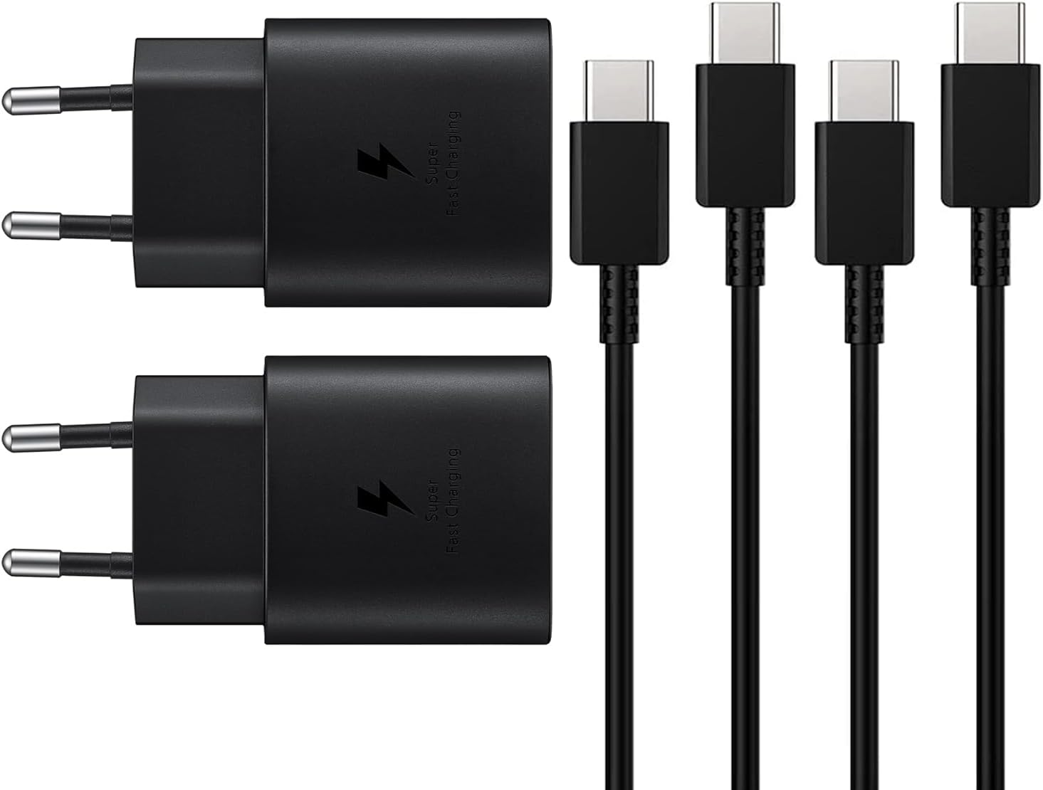 2 Pezzi Caricatore USB-C Rapido 25W con Cavo, Nero - immagine 1