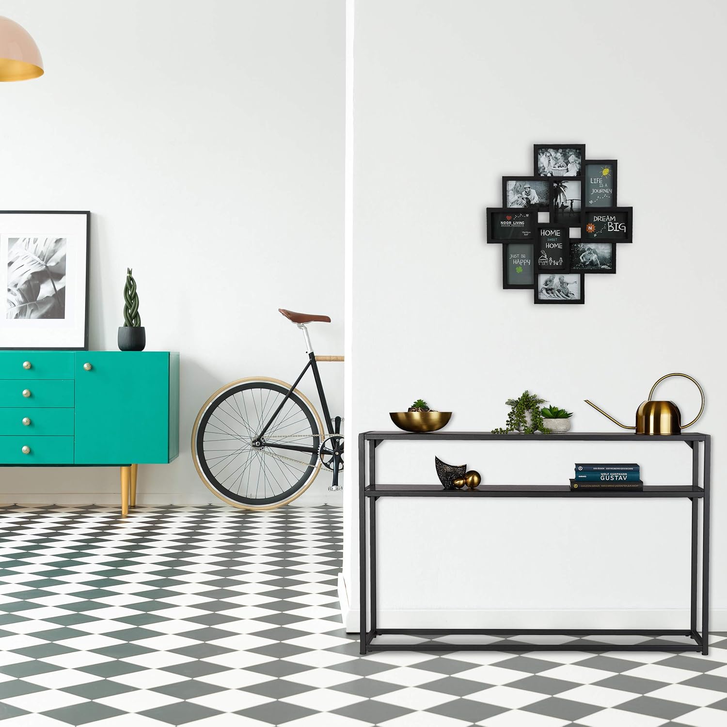 Relaxdays Tavolo Consolle 2 Ripiani, Nero - immagine 2