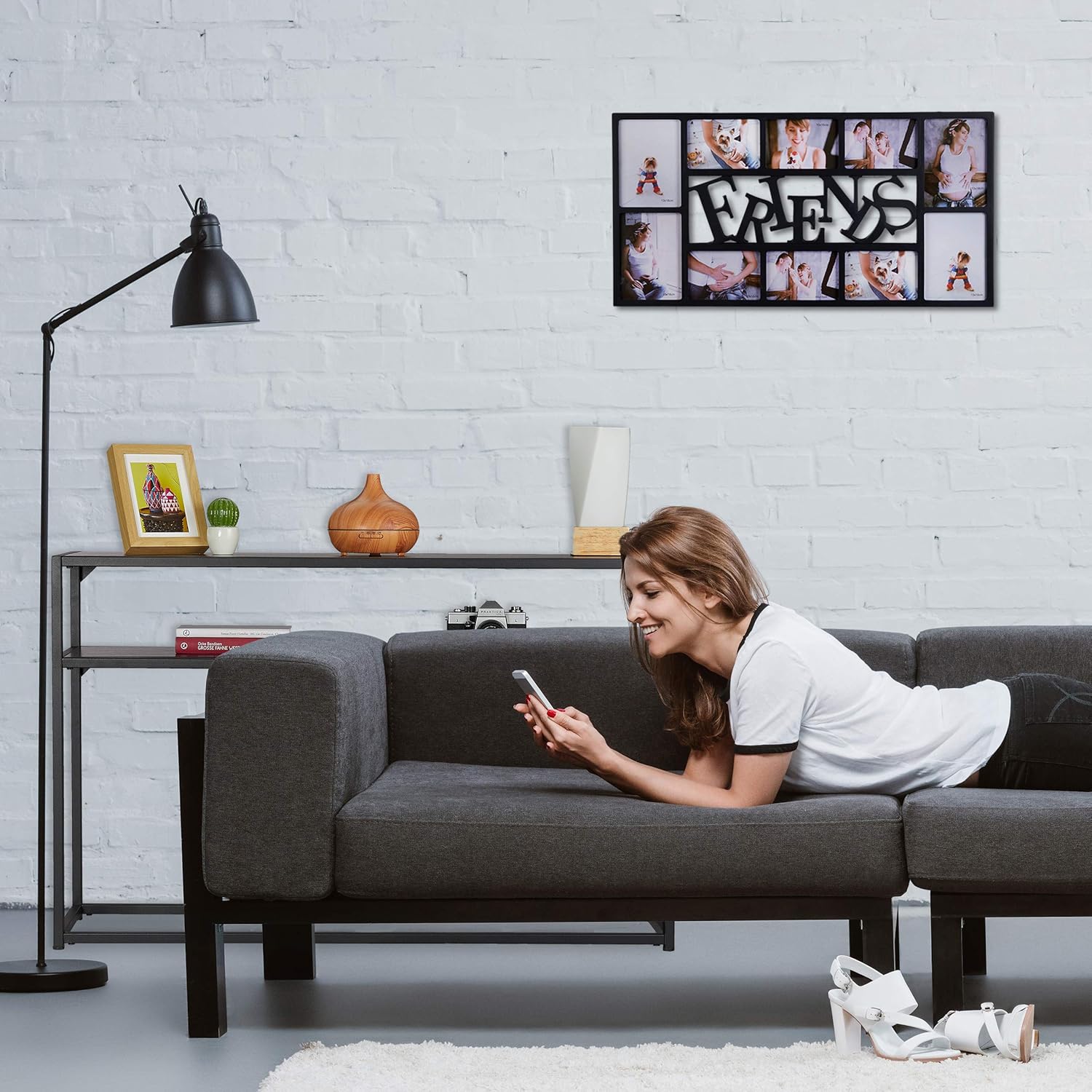 Relaxdays Tavolo Consolle 2 Ripiani, Nero - immagine 4