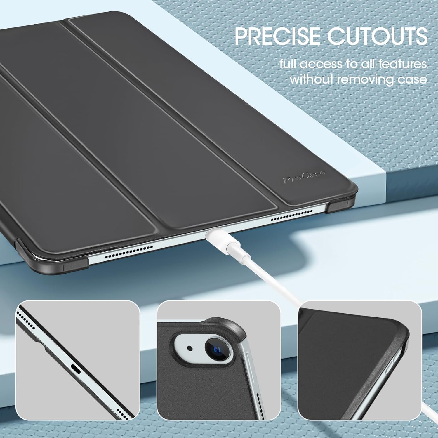 Procase Cover iPad Air 13" (M2) 2024, Nero - immagine 7