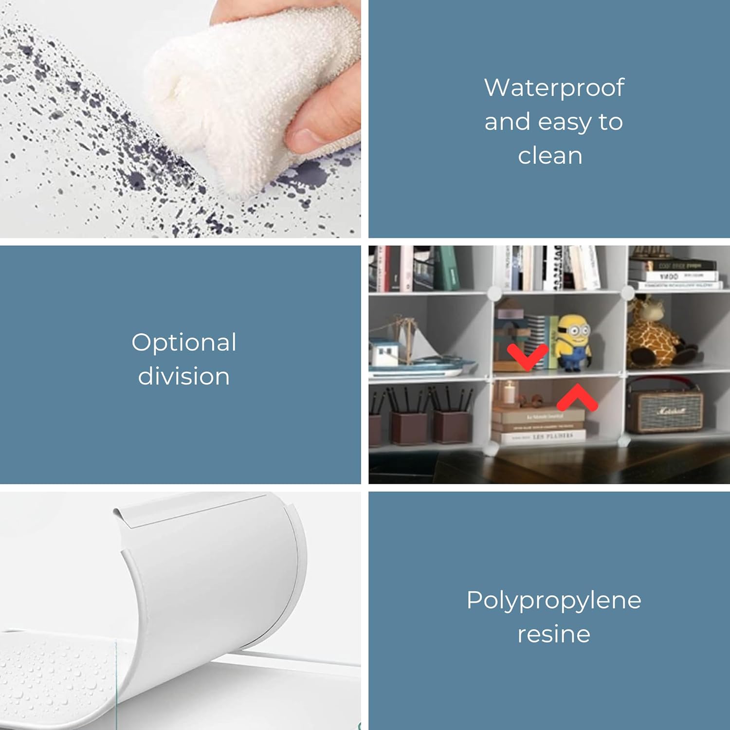 Scaffale Modulare 9 Scomparti in Plastica, Bianco - immagine 5