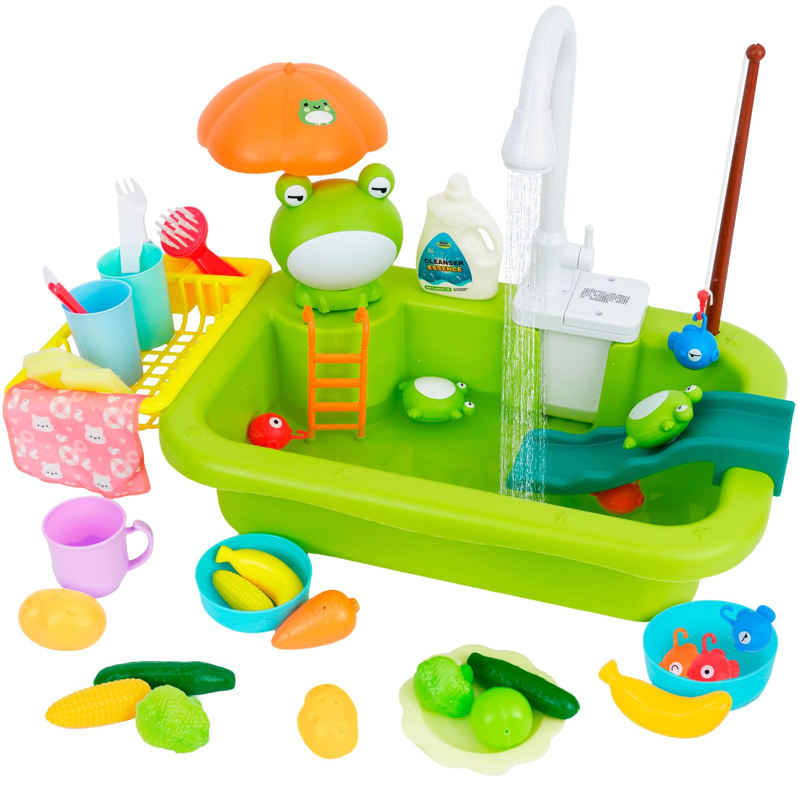 Set Lavello Cucina Giocattolo 2 in 1 con Gioco di Pesca