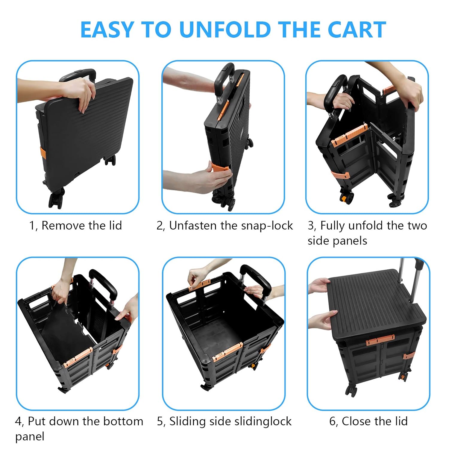 Carrello Spesa Pieghevole 54L/45KG, Nero - immagine 4