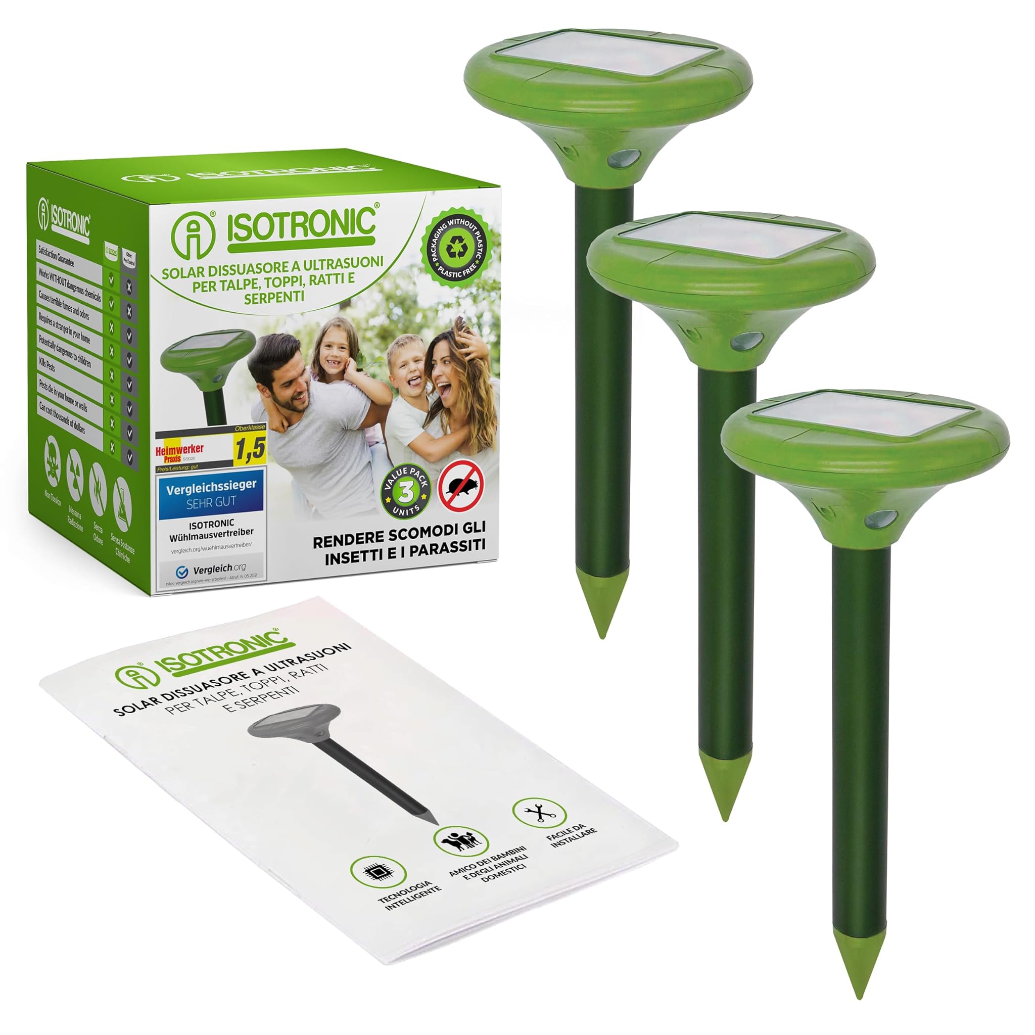 Isotronic Deterrente per Talpa con LED - Set 3 pezzi