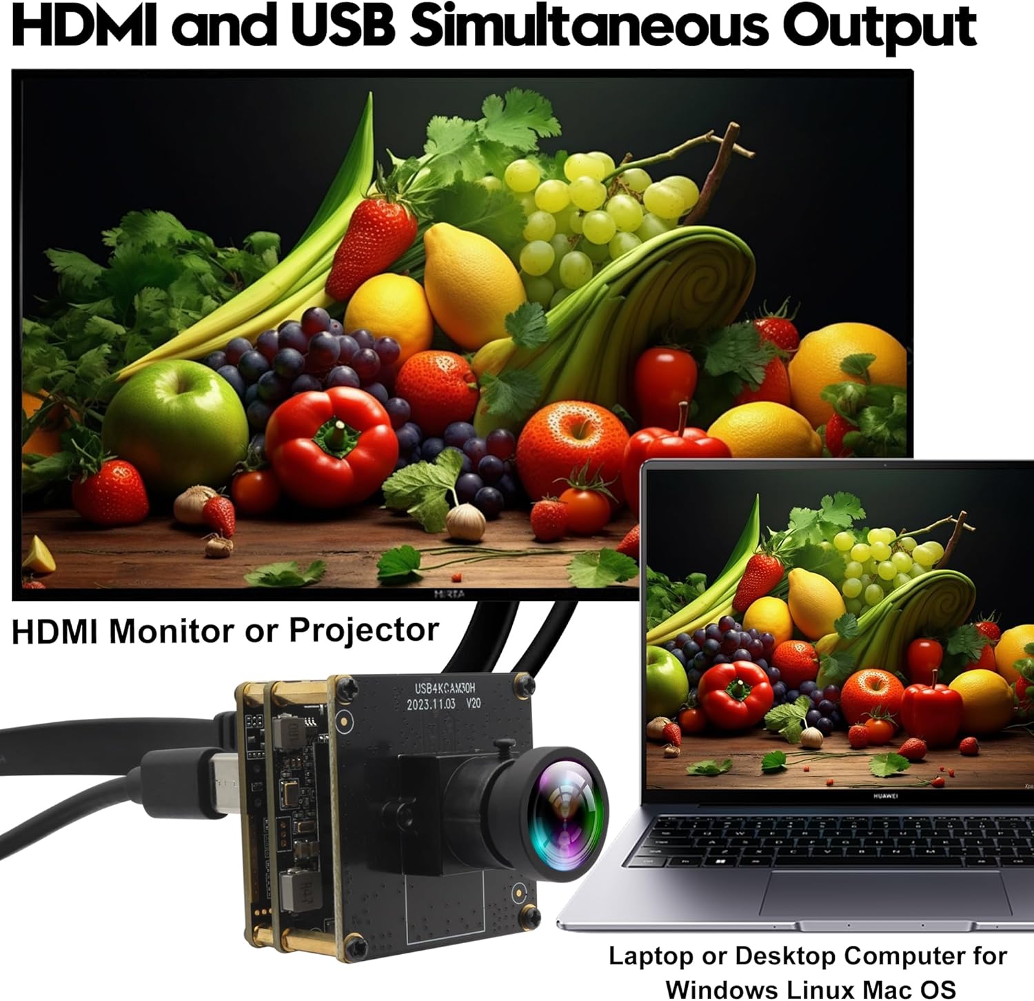 Elp Telecamera HDMI 4K 60FPS Webcam 120° - immagine 2