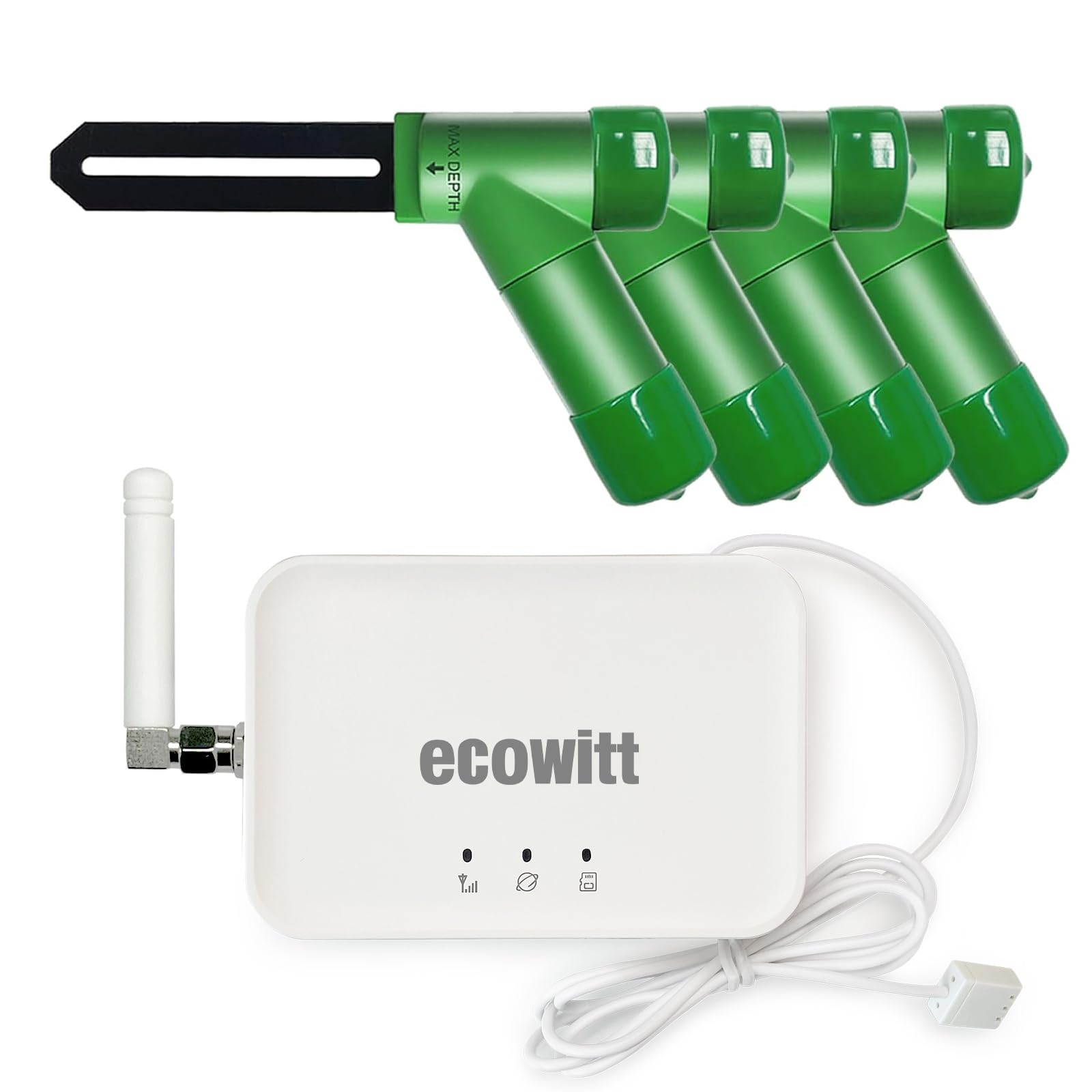ECOWITT Sensore di umidità del Suolo WH51+ Gateway GW3000 Sensori 3 in 1 integrati, Tester di umidità del Suolo, misurazione accurata, sonda capacitiva, misuratore di umidità per Giardinaggio
