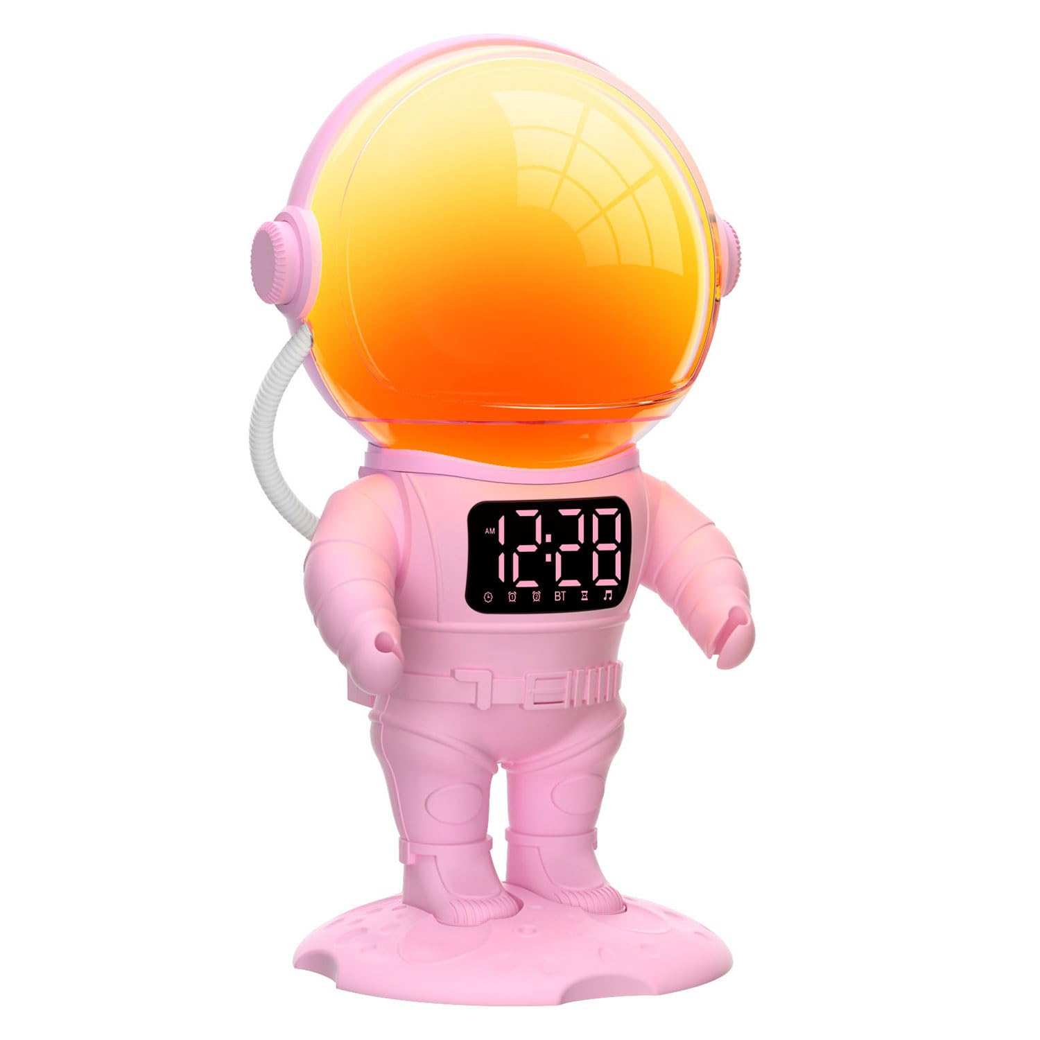 AFEXOA Sveglia per bambini, sveglia luminosa con 7 suonerie, Snooze, 21 suoni rilassanti e timer, lampada da sveglia altoparlante Bluetooth, lampada da comodino multicolore, regalo per bambini/adulti