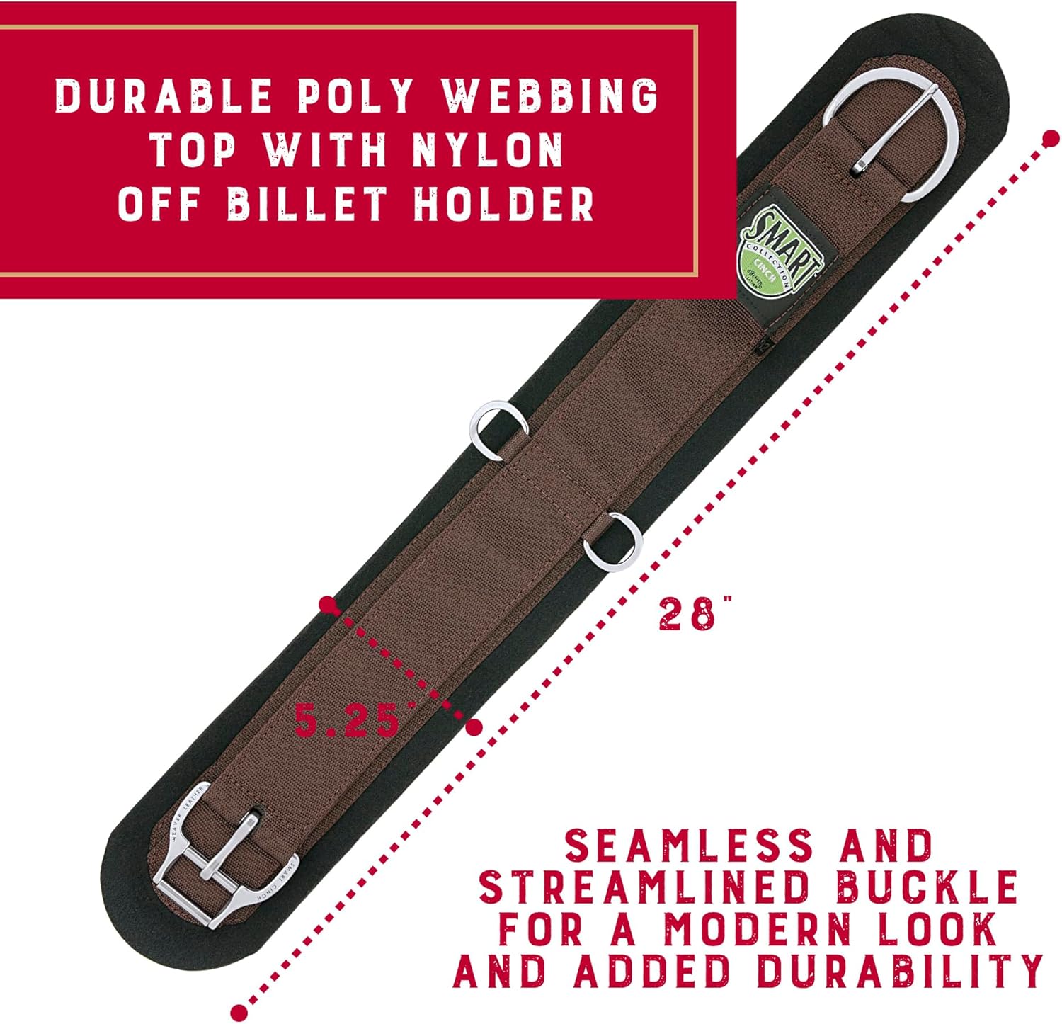 Weaver Equine Sottopancia Dritto per Cavallo, Nero - immagine 3