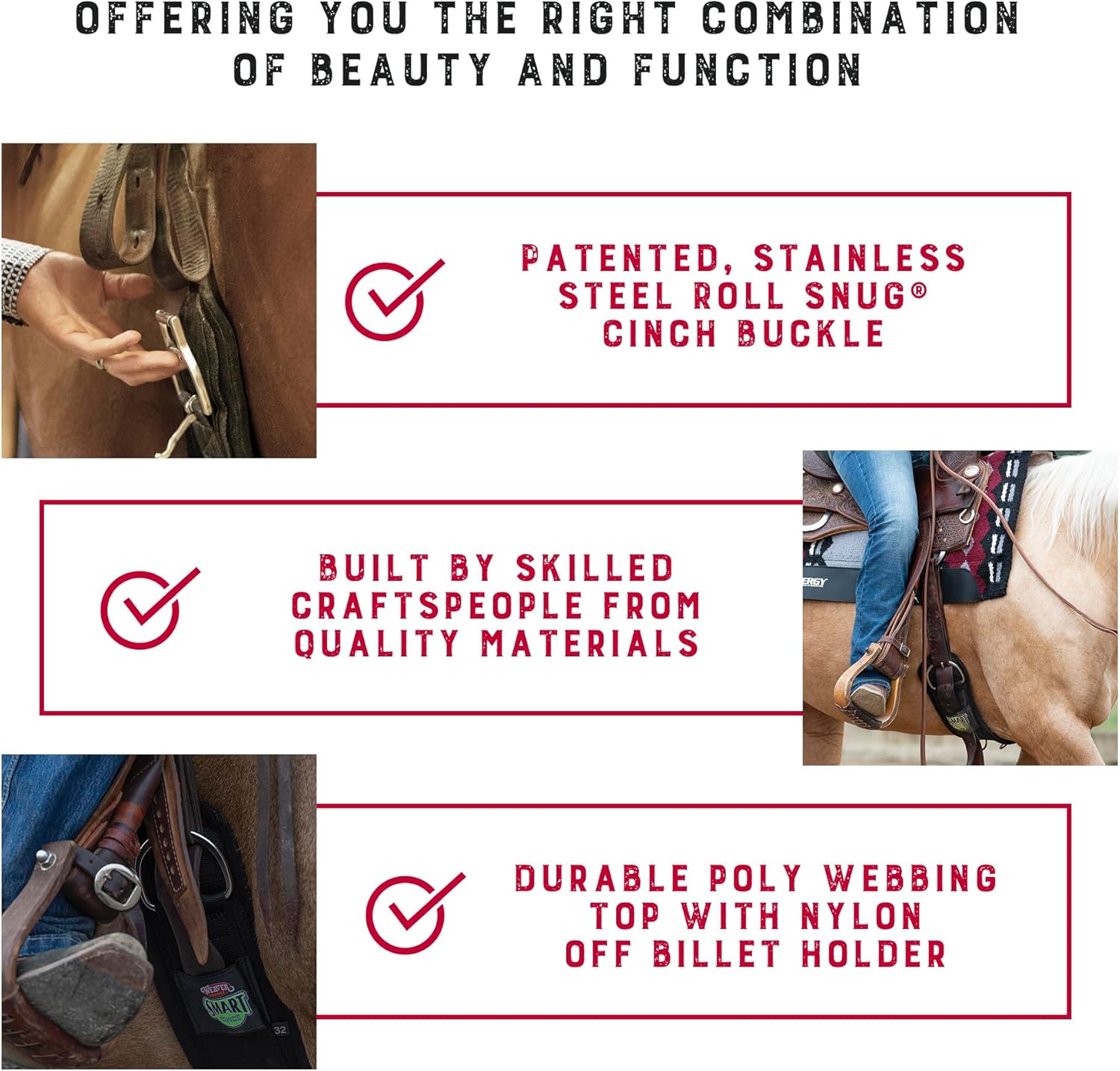 Weaver Equine Sottopancia Dritto per Cavallo, Nero - immagine 5