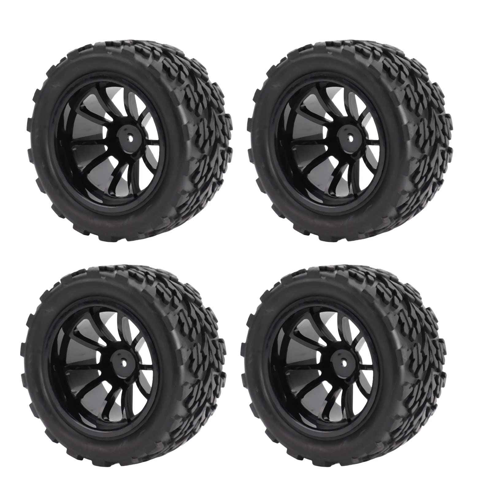 Socobeta Ruote e Pneumatici RC 1/10, 4PCS Pneumatici per Auto RC Gomma Nera Pneumatici e Ruote RC Set di Cerchi Compatibile con TRAXXAS Slash RC Short Course Truck 1/10
