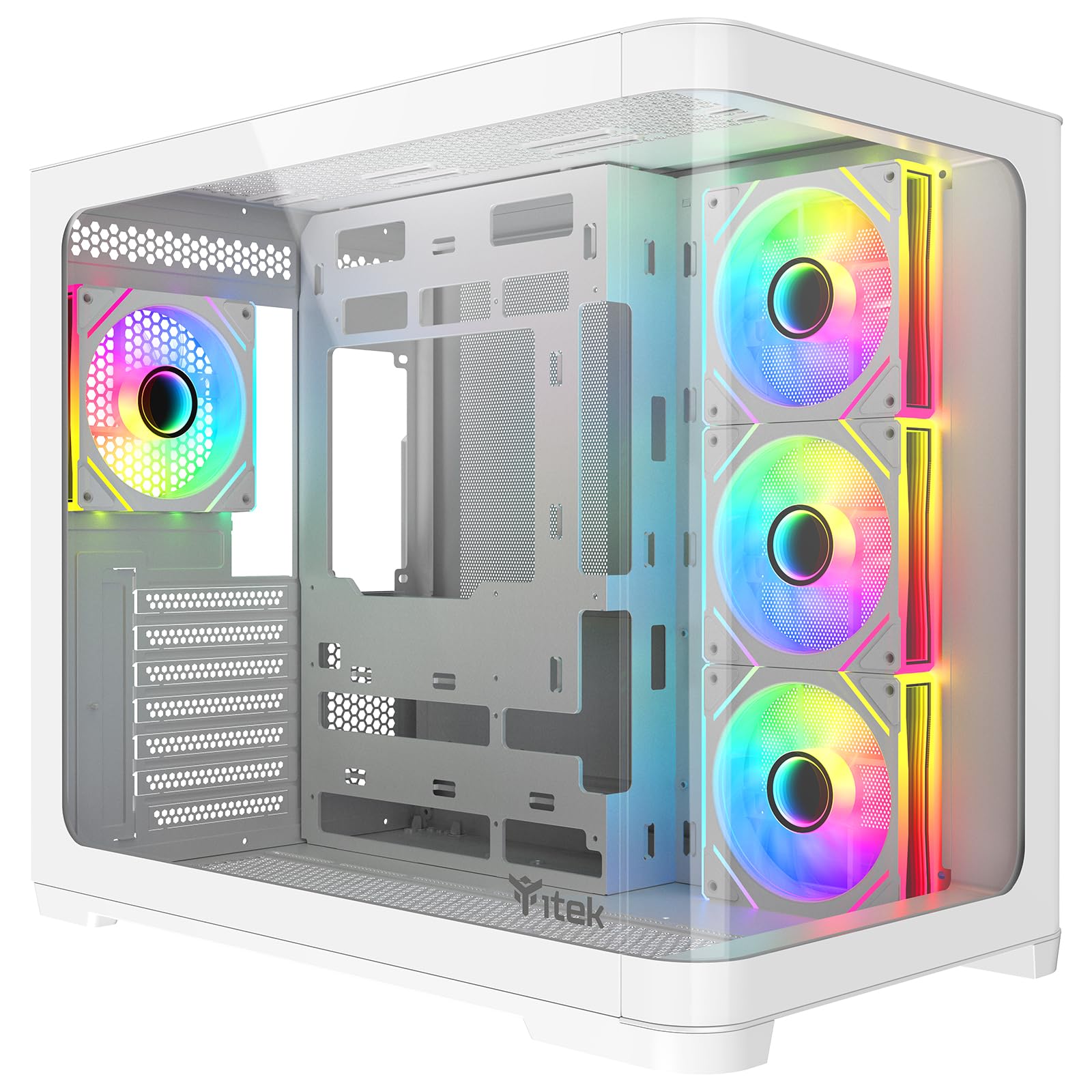 Itek case DARK CAVE CURVED - Gaming Tower White Edition