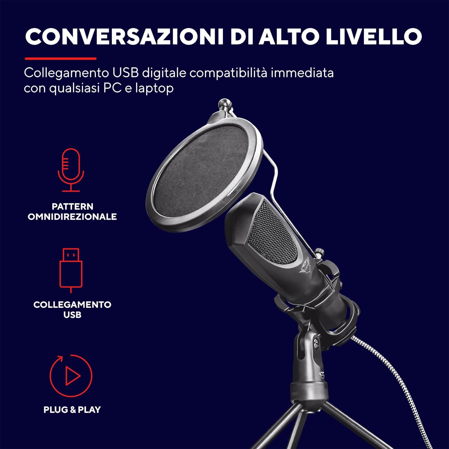 Trust Gaming GXT 232 Mantis - Microfono USB per Streaming, Nero - immagine 2