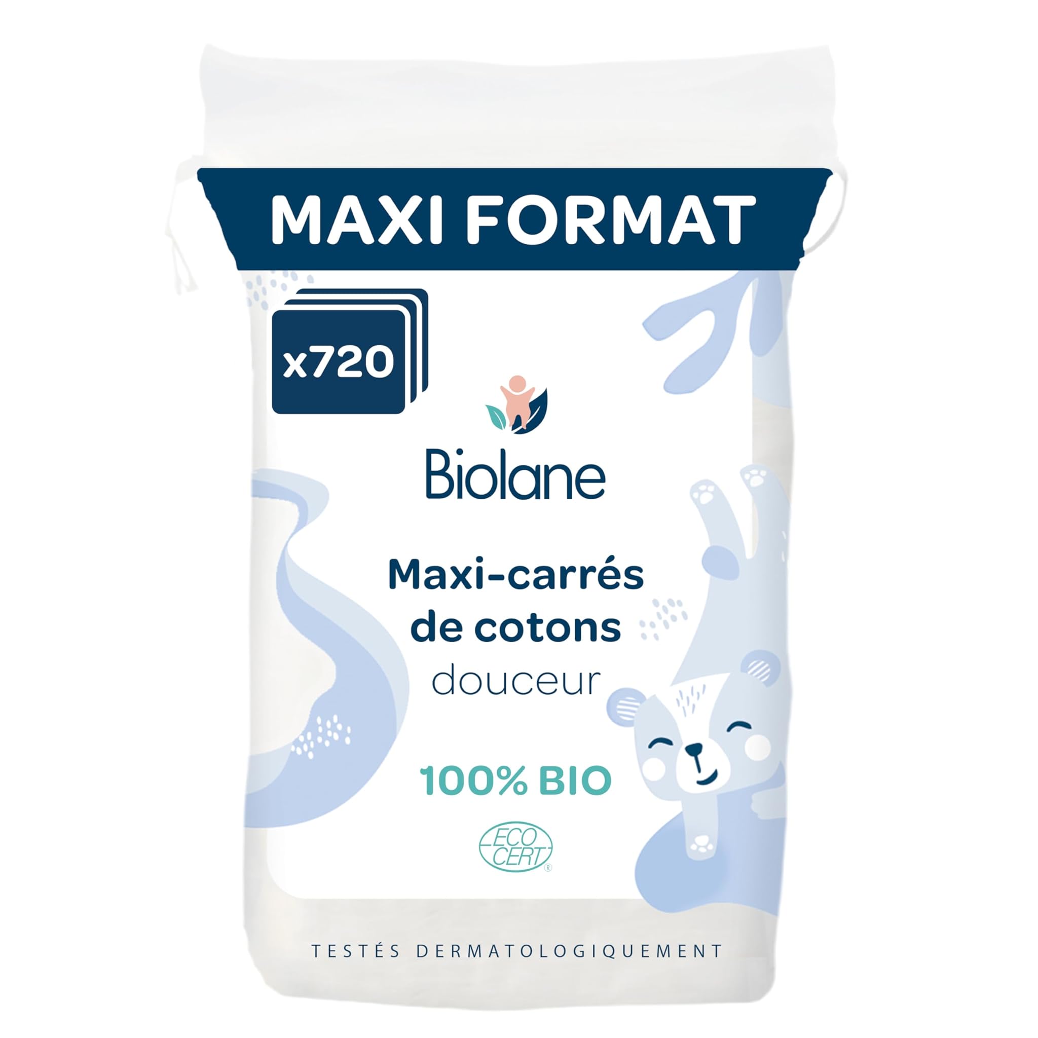 Biolane Set 12 Maxi-Quadrati Cotone Bio per Bambino