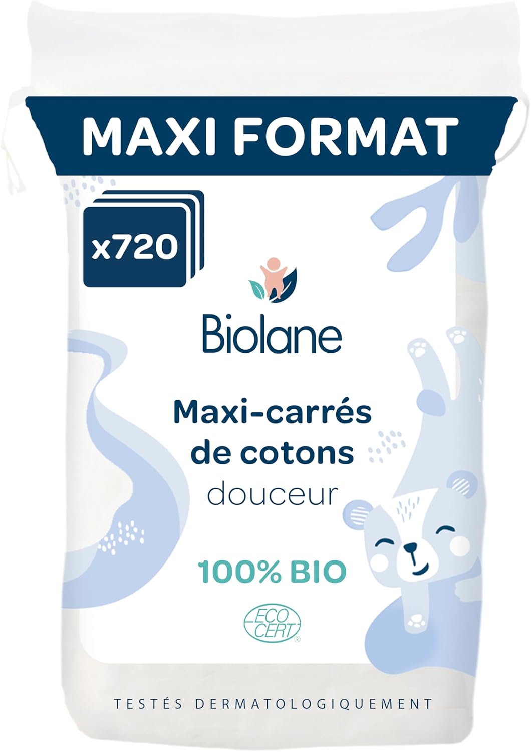 Biolane Set 12 Maxi-Quadrati Cotone Bio per Bambino - immagine 1
