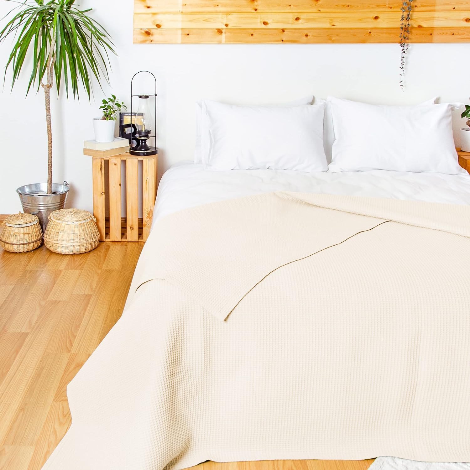 Copriletto Waffle Pique 100% Cotone 180 x 200 cm - immagine 3