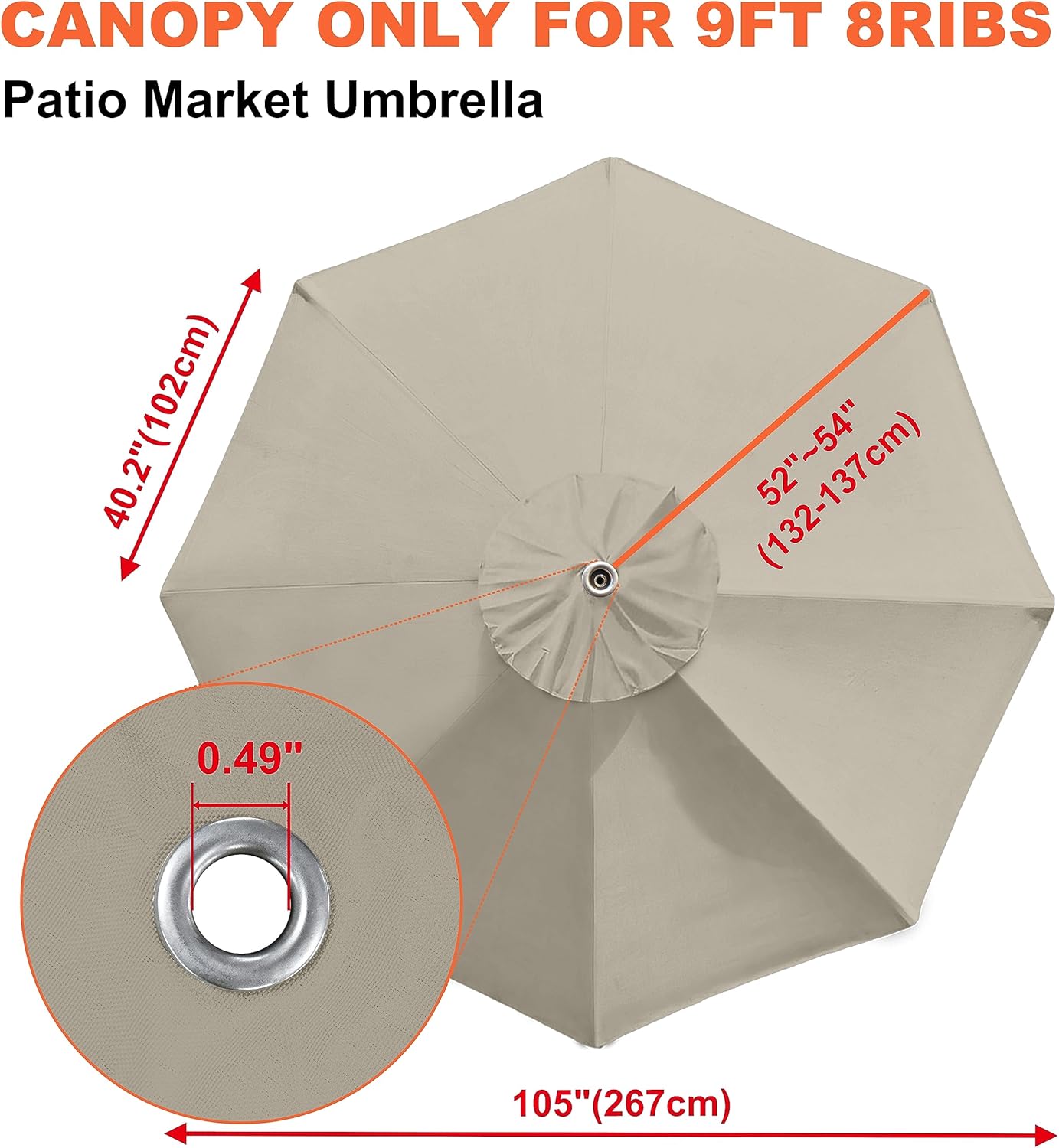 EliteShade Ombrellone da terrazza 2,7 m beige - immagine 3