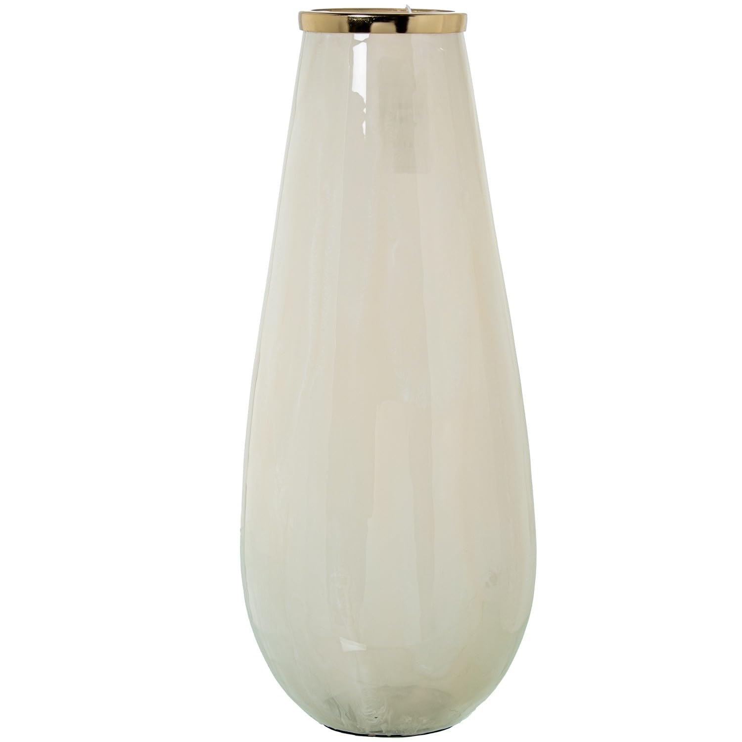 Vaso da tavolo in vetro con bordo in alluminio beige e oro 16 x 16 x 43 cm