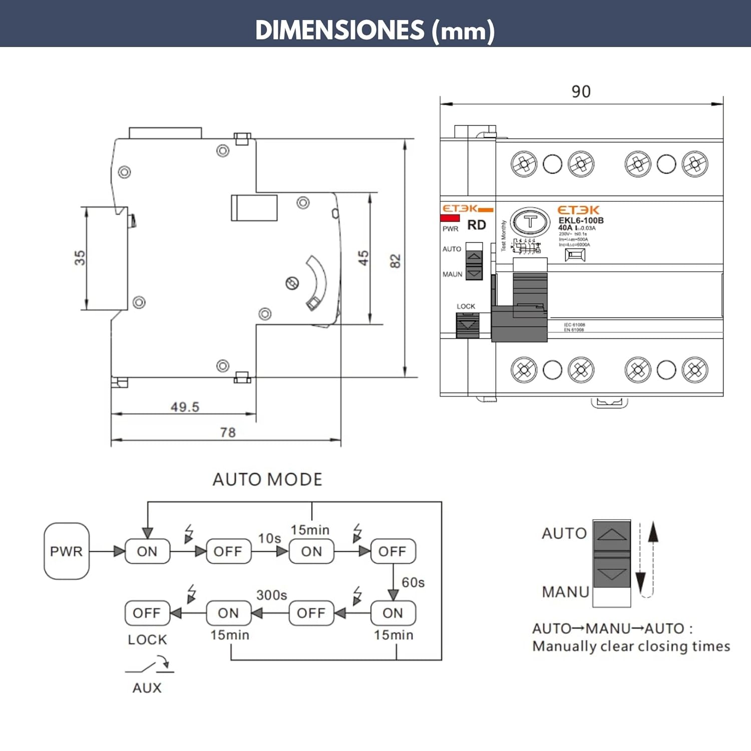 Differenziale Auto Riarmabile Trifase 40A 30mA - immagine 2