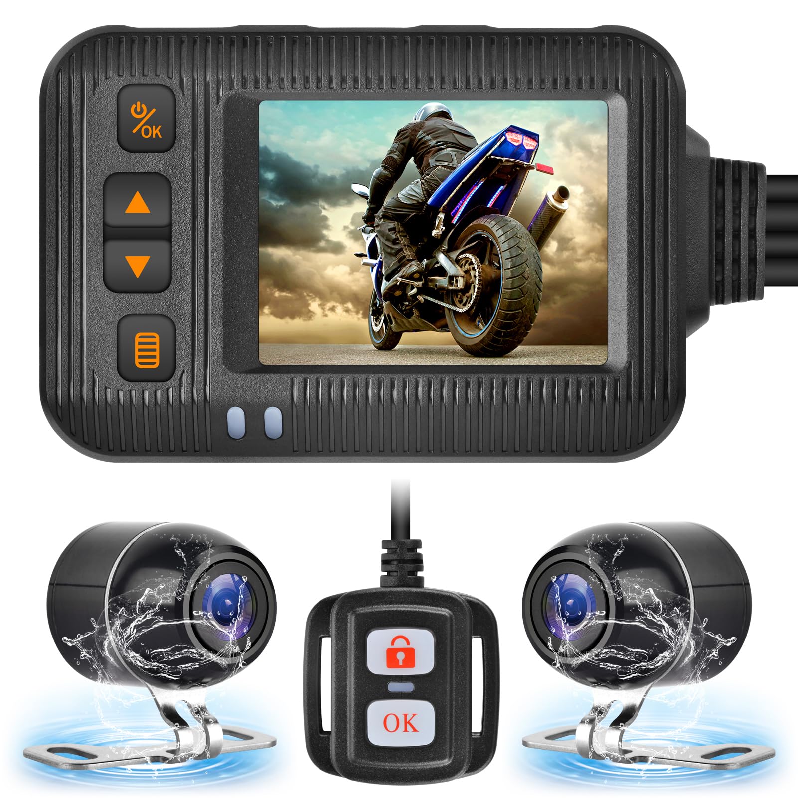 Dash Cam Anteriore Posteriore per Moto Impermeabile