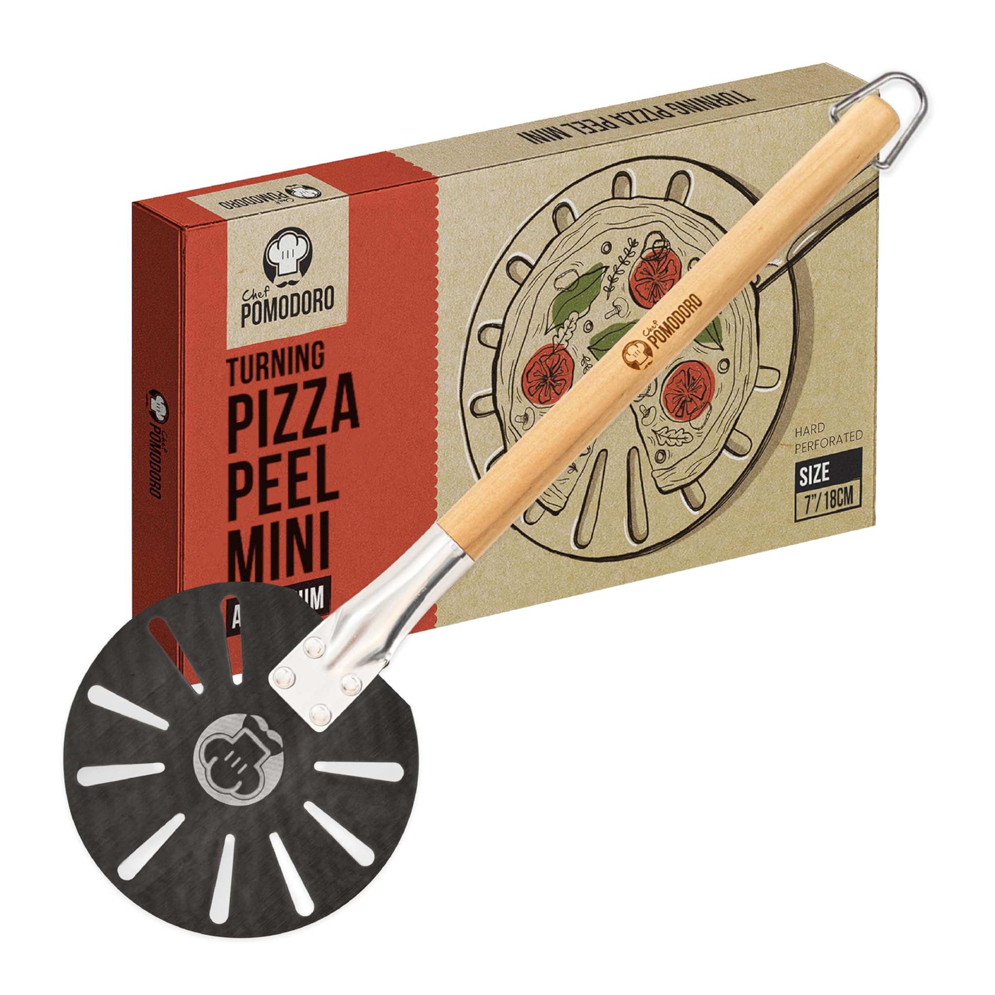 Chef Pomodoro Pala Pizza Girevole in Alluminio 17,8 cm