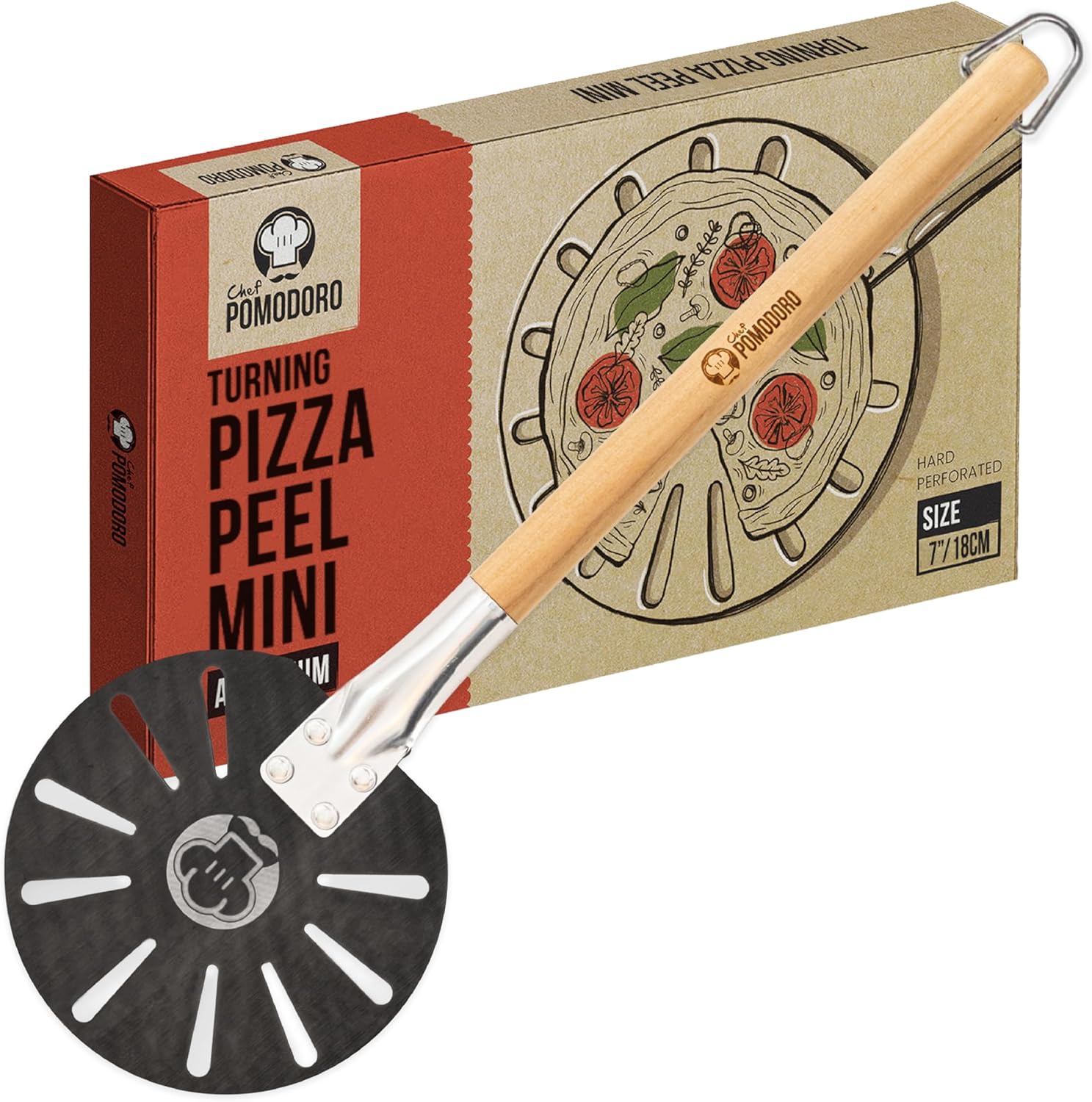 Chef Pomodoro Pala Pizza Girevole in Alluminio 17,8 cm - immagine 1