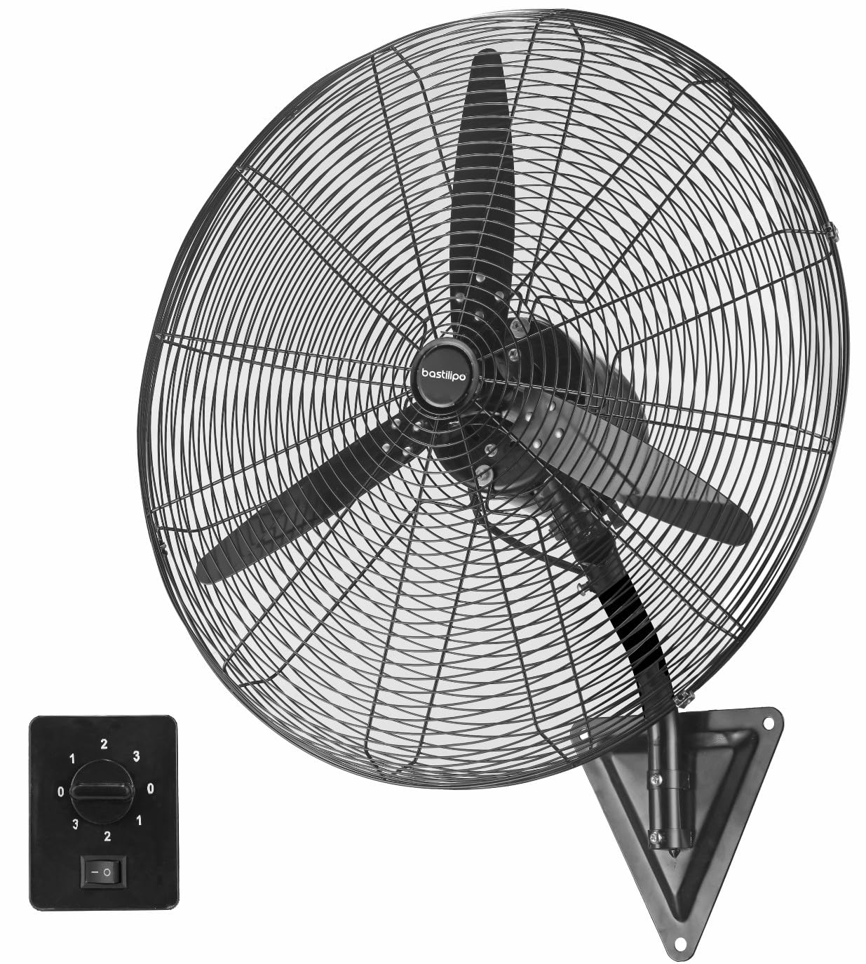Bastilipo Sci – Ventilatore da parete, 65 cm, 3 velocità, 160 W, Nero