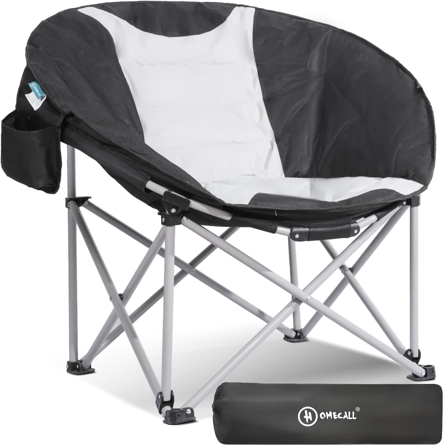 Homecall Poltrona pieghevole da campeggio taglia xxl colore nero/crema