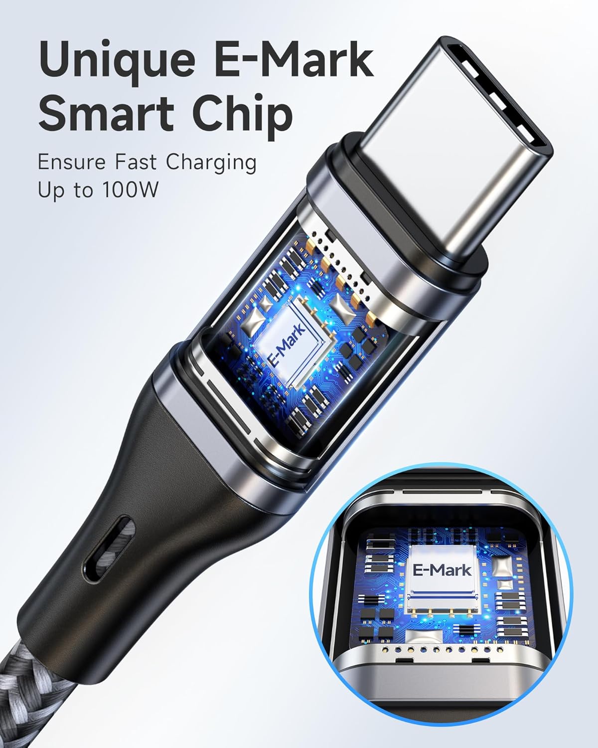 Raviad Cavo USB C 100W 2 Pezzi 1M con E-Mark Chip - immagine 4