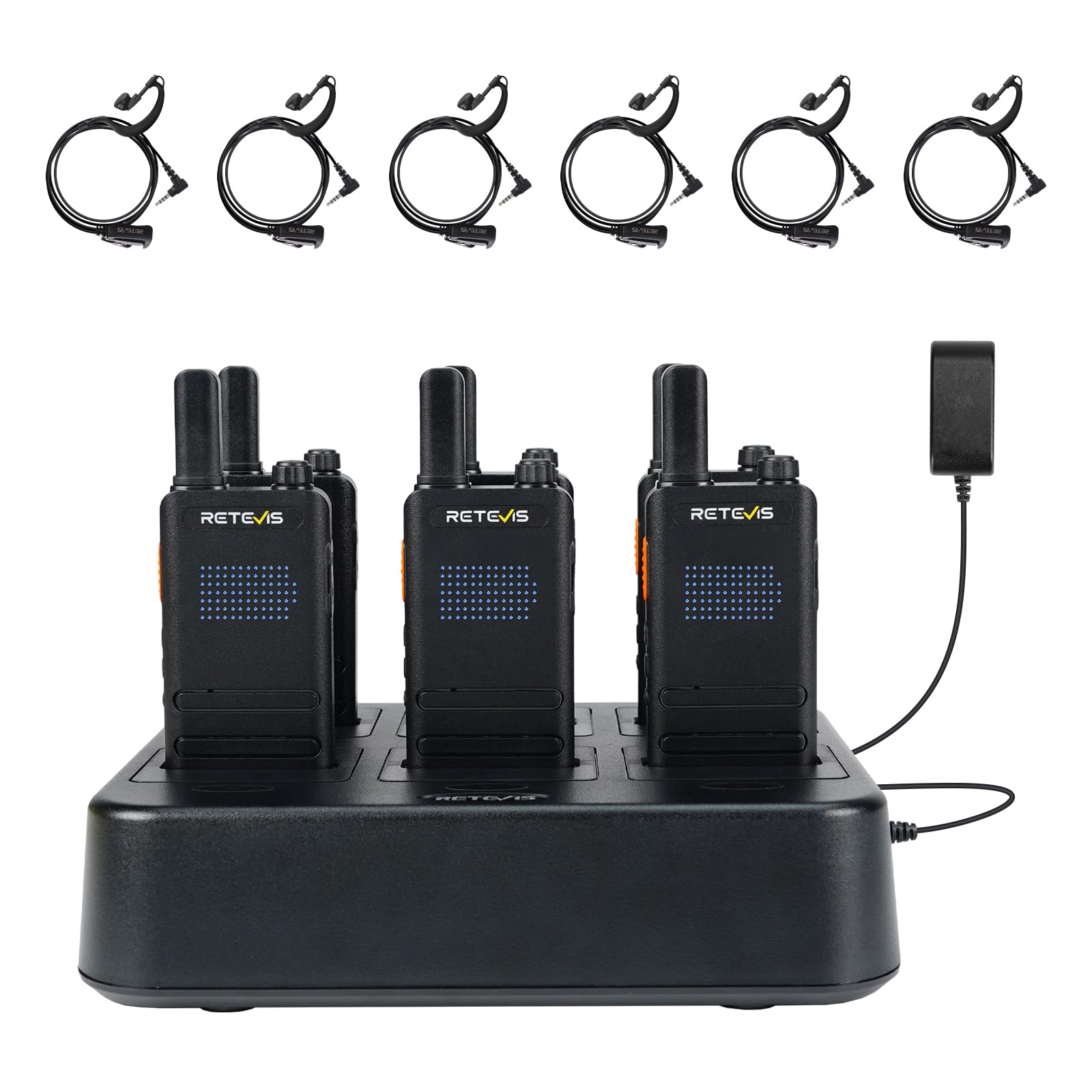 Retevis B63H Walkie-Talkie Professionali (6 Pezzi, Nero)