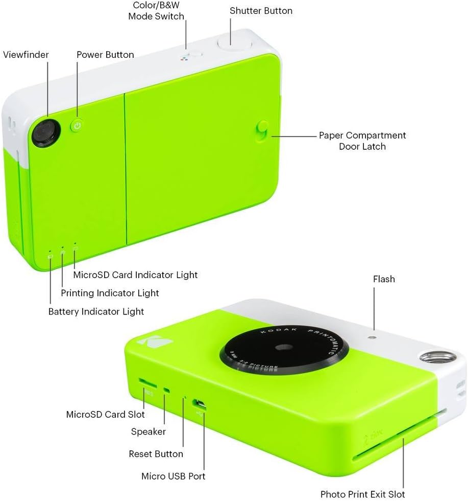 Kodak Pacchetto Deluxe Fotocamera Istantanea Printomatic Verde - immagine 5