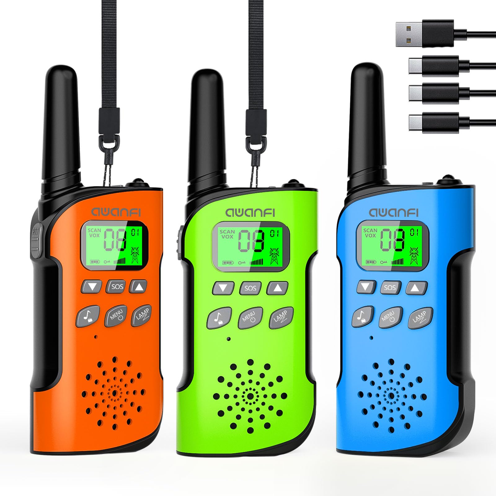 Awanfi Walkie-Talkie Ricaricabile per Bambini (3 Pezzi)