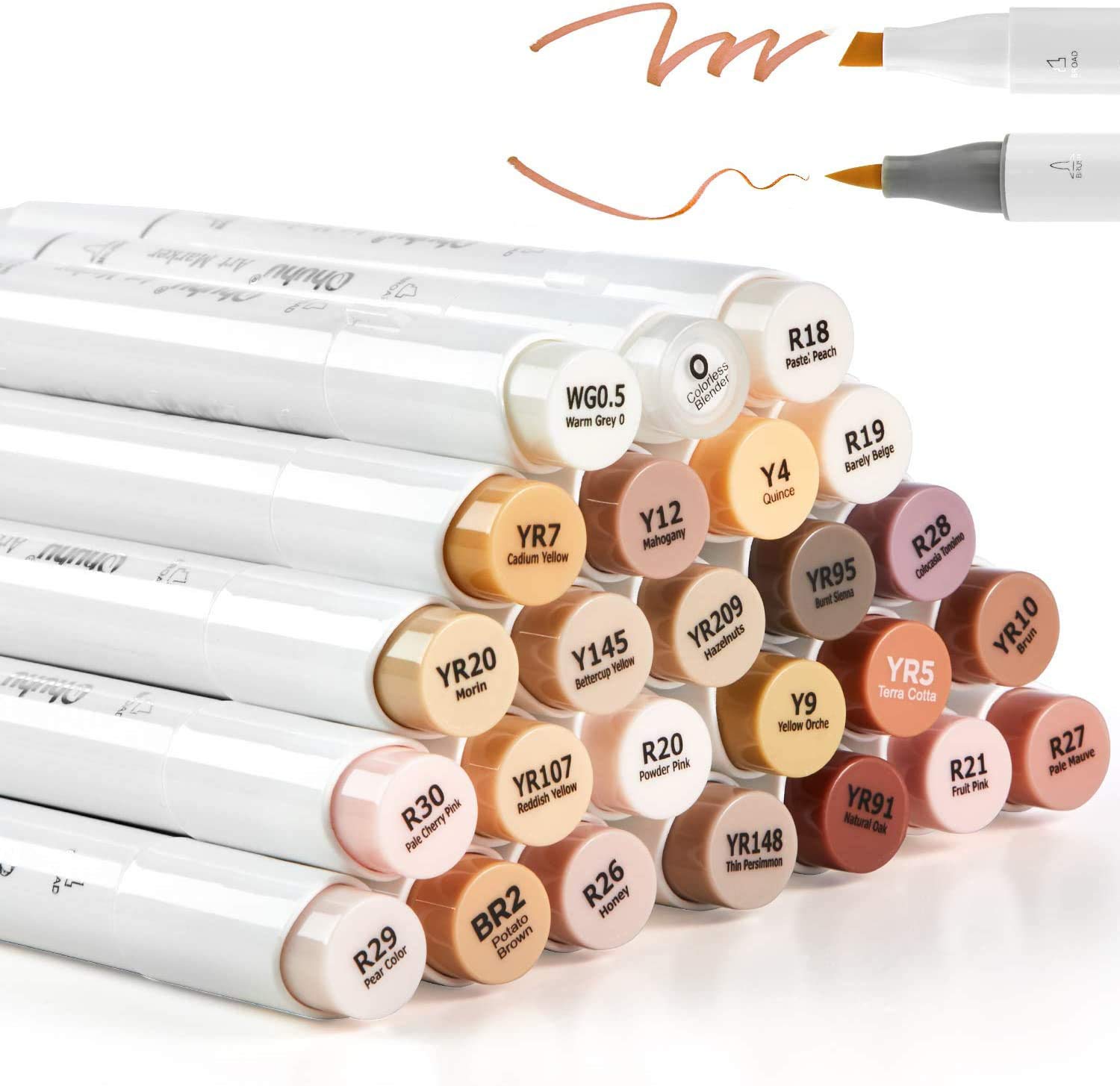 Ohuhu Set 24 Pennarelli a Base di Alcool Tonalità Pelle