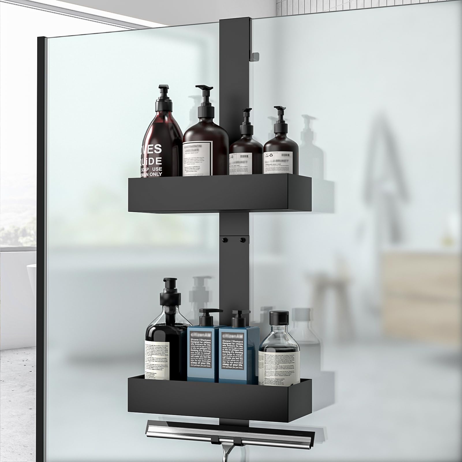 Diwoker Mensola Doccia da Appendere Senza Foratura, Nero