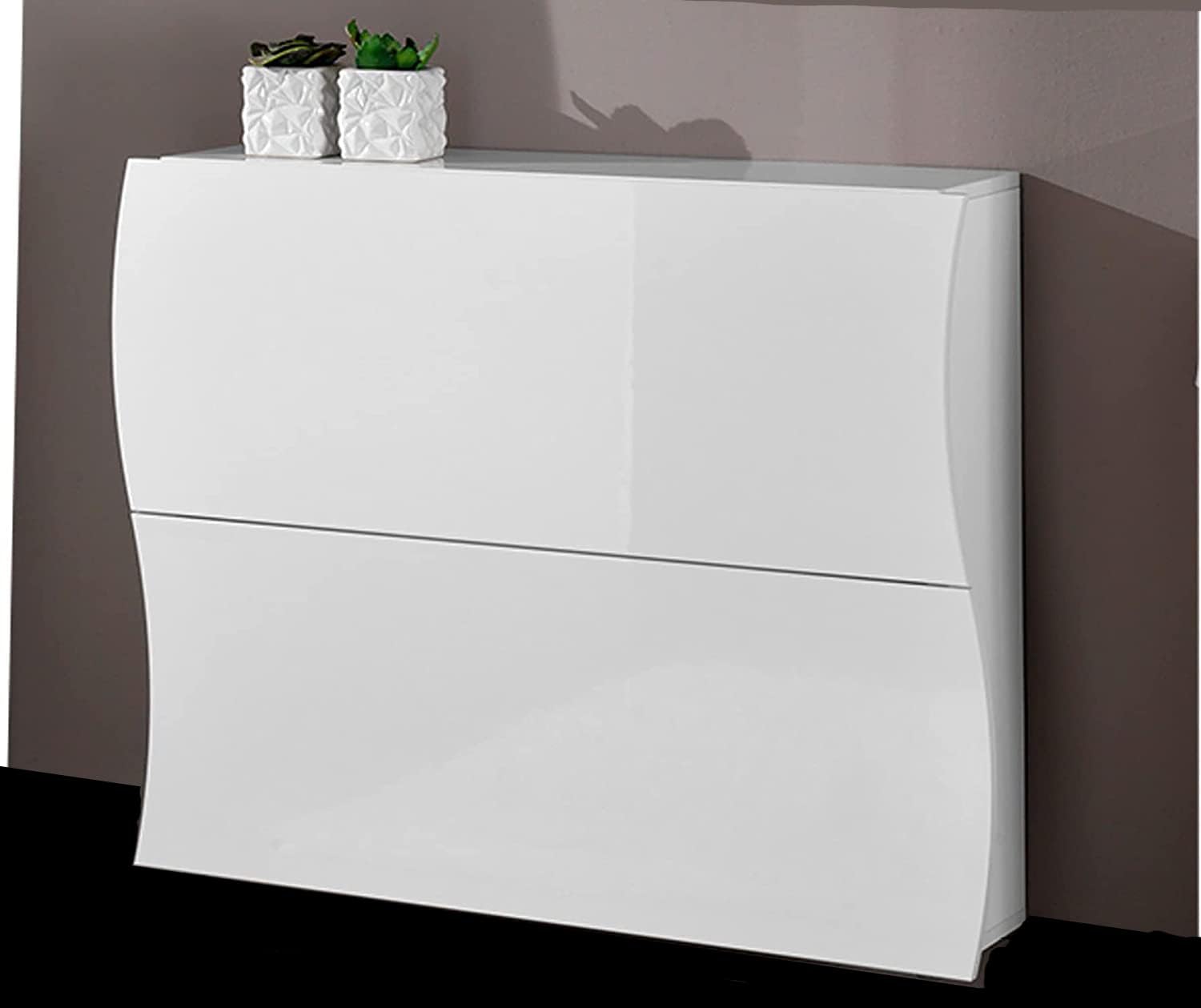 Web Convenienza Scarpiera Slim Moderna 2 Ante, Bianca Lucida - immagine 1