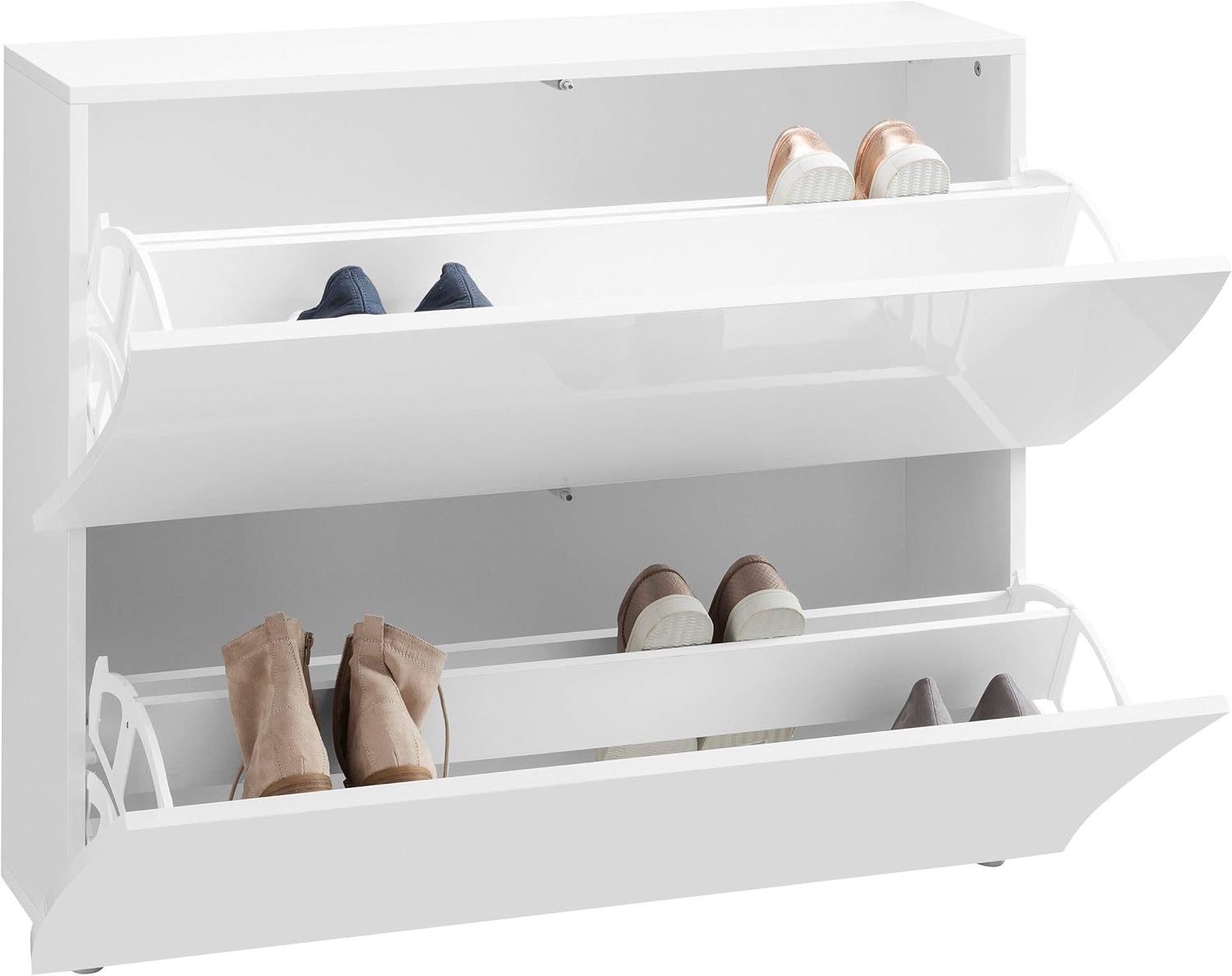 Web Convenienza Scarpiera Slim Moderna 2 Ante, Bianca Lucida - immagine 2