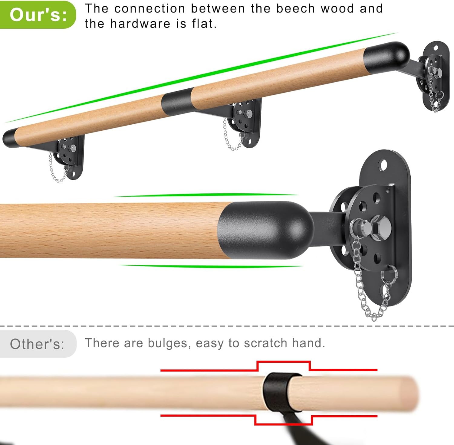 BeneLabel Sbarra da Danza Regolabile in Legno 0,9-2,5m - immagine 4