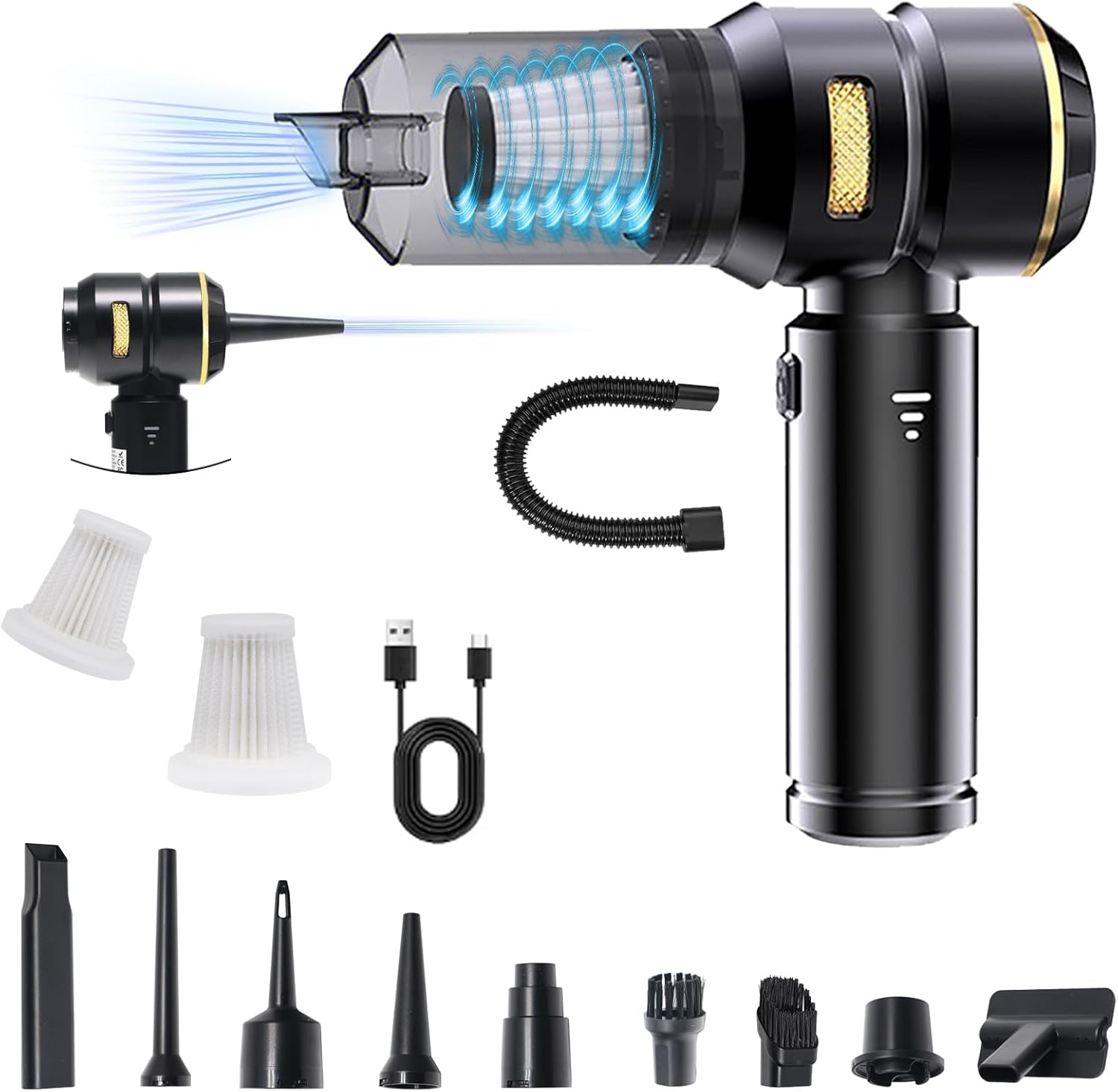 Aspirapolvere Auto Senza Fili Potente 18000Pa Nero