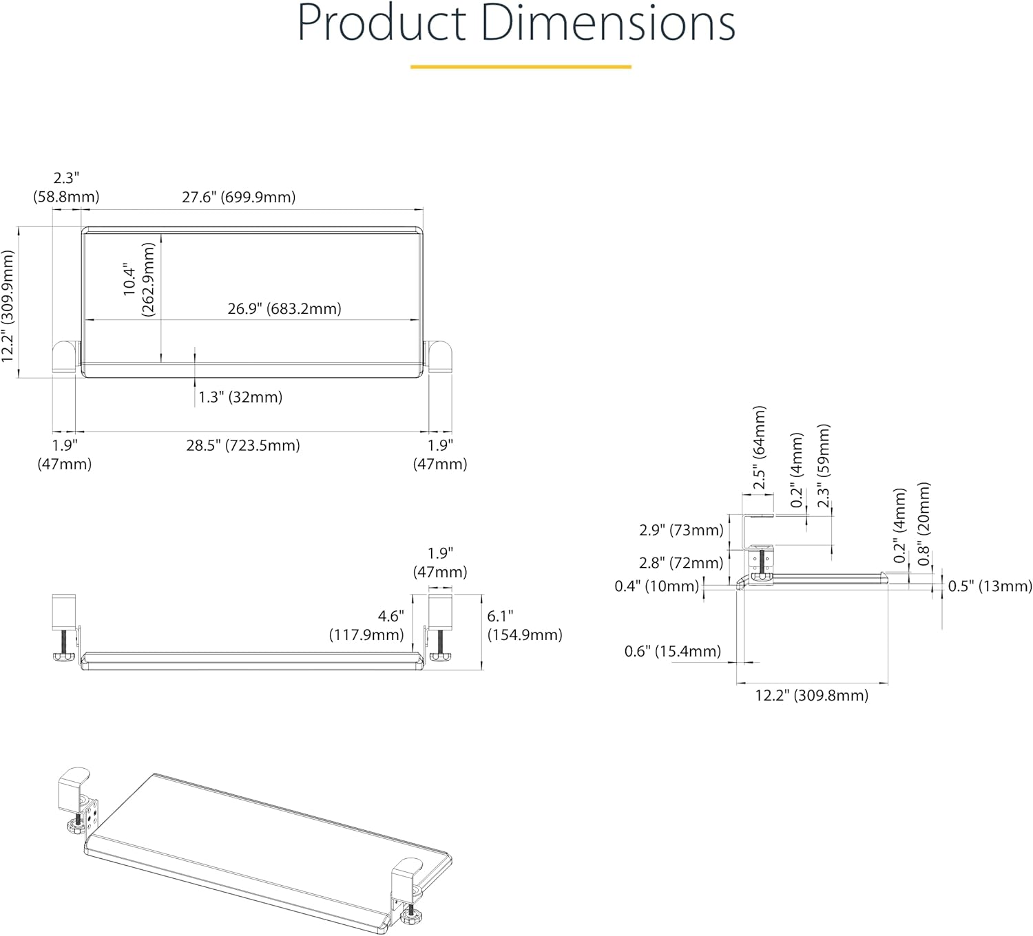 StarTech.com Porta Tastiera Estraibile per Scrivania - immagine 7