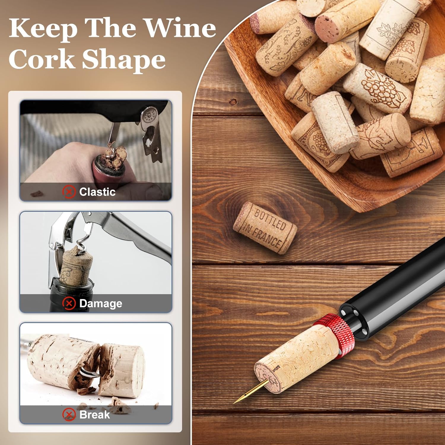 Elegear Cavatappi Vino Portatile a Pressione Aria, Rosso - immagine 3