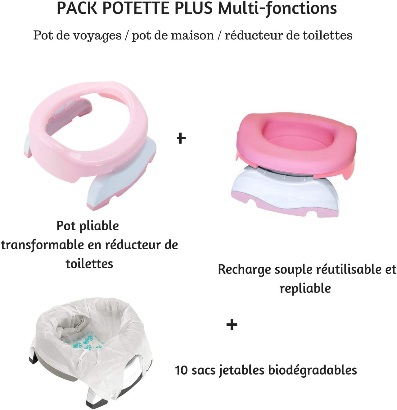 POTETTE PLUS Set Vasetto Multifunzionale da Viaggio (Rosa Chiaro) - immagine 2