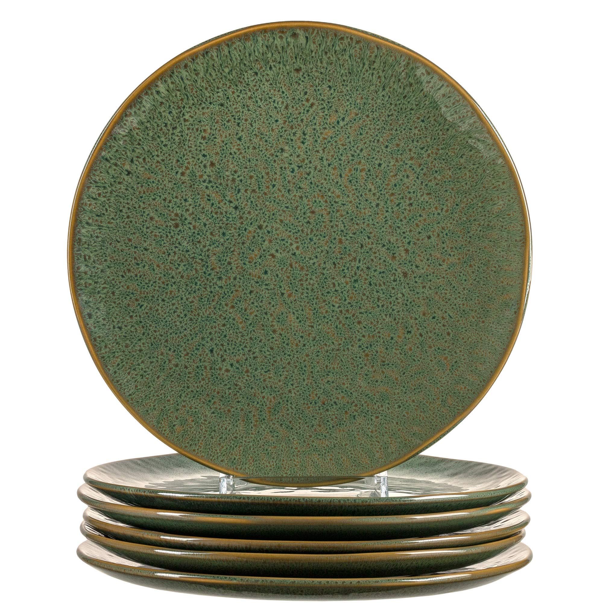 LEONARDO MATERA - Set di 6 piatti in ceramica, Ceramica, verde, 27 centimeters