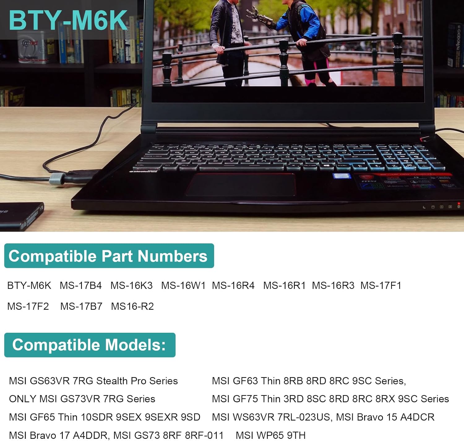 Asuncell Batteria Laptop BTY-M6K 11.4V/52.4Wh - immagine 3